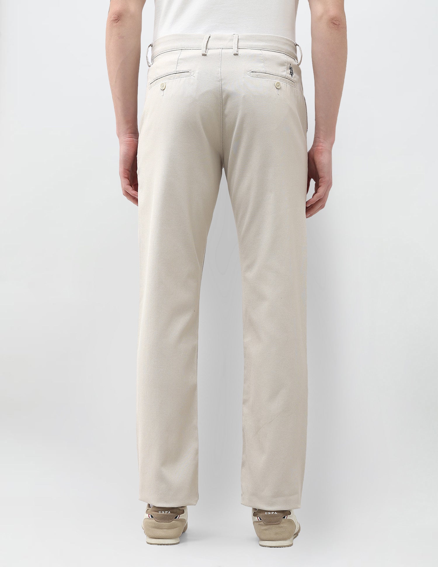 Riley Straight Fit Satin Trousers Stone - U.S. Polo Assn. India | Large