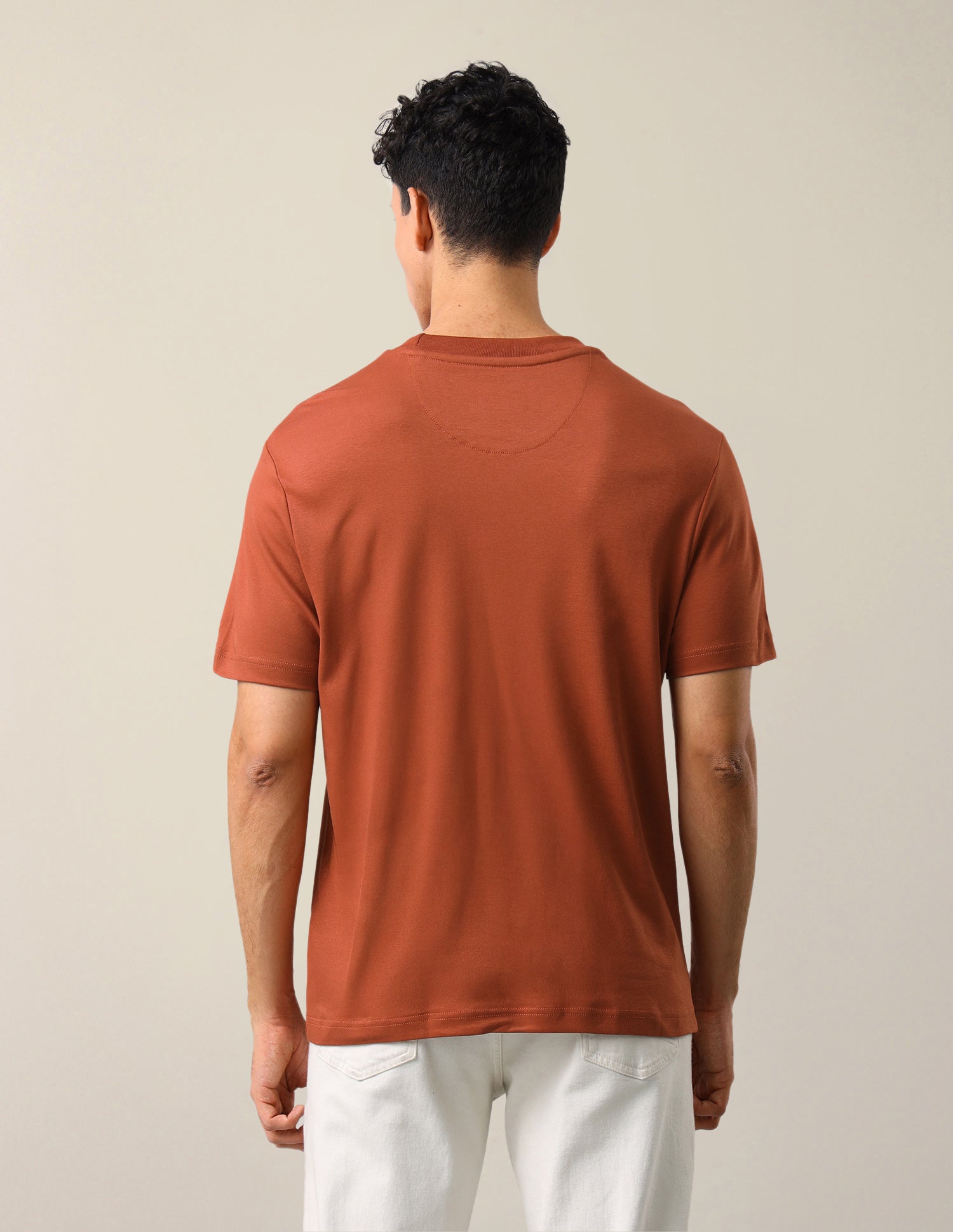Brand Embossed Slim Fit T-Shirt Dark Orange - U.S. Polo Assn. India | Large