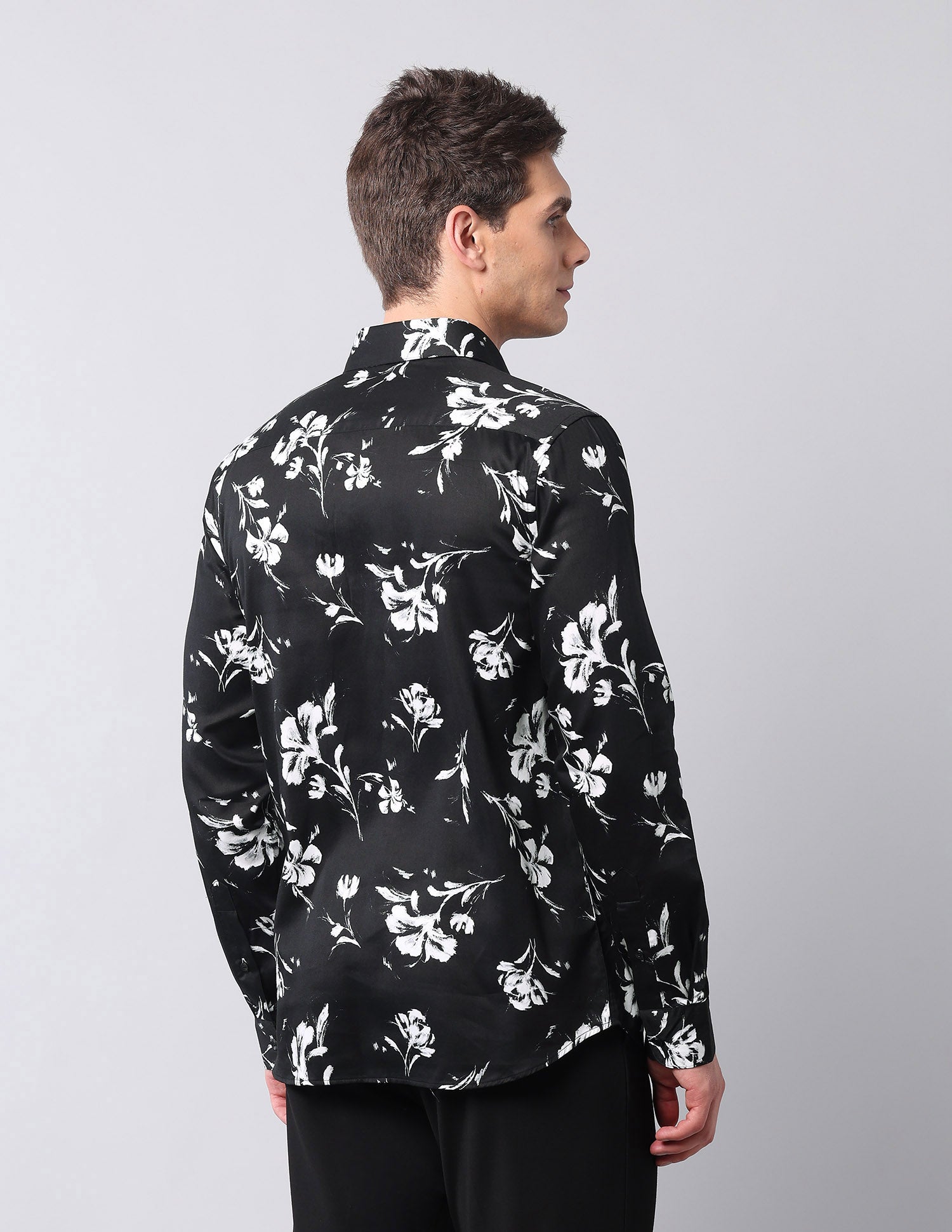 Floral Printed Satin Shirt Black - U.S. Polo Assn. India | Large
