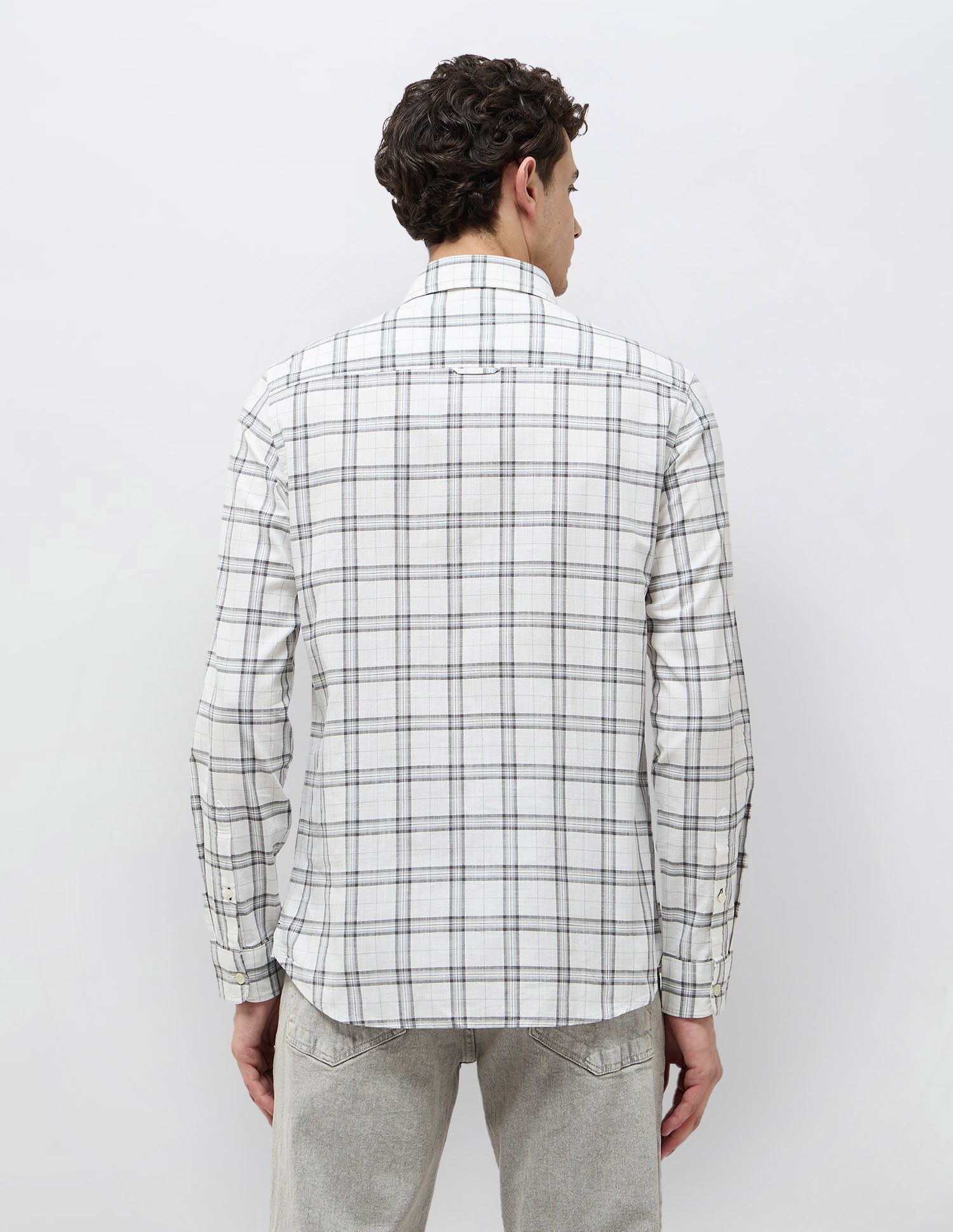 Regular Fit Grid Tattersall Checked Shirt Off White - U.S. POLO ASSN. | Large