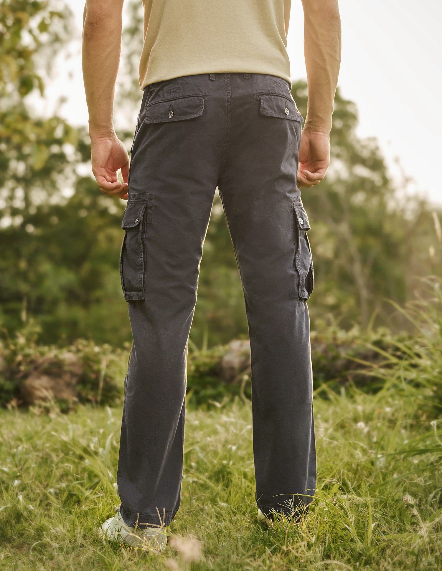 Pure Cotton Straight Fit Twill Trousers Polo Grey - U.S. Polo Assn. India | Large