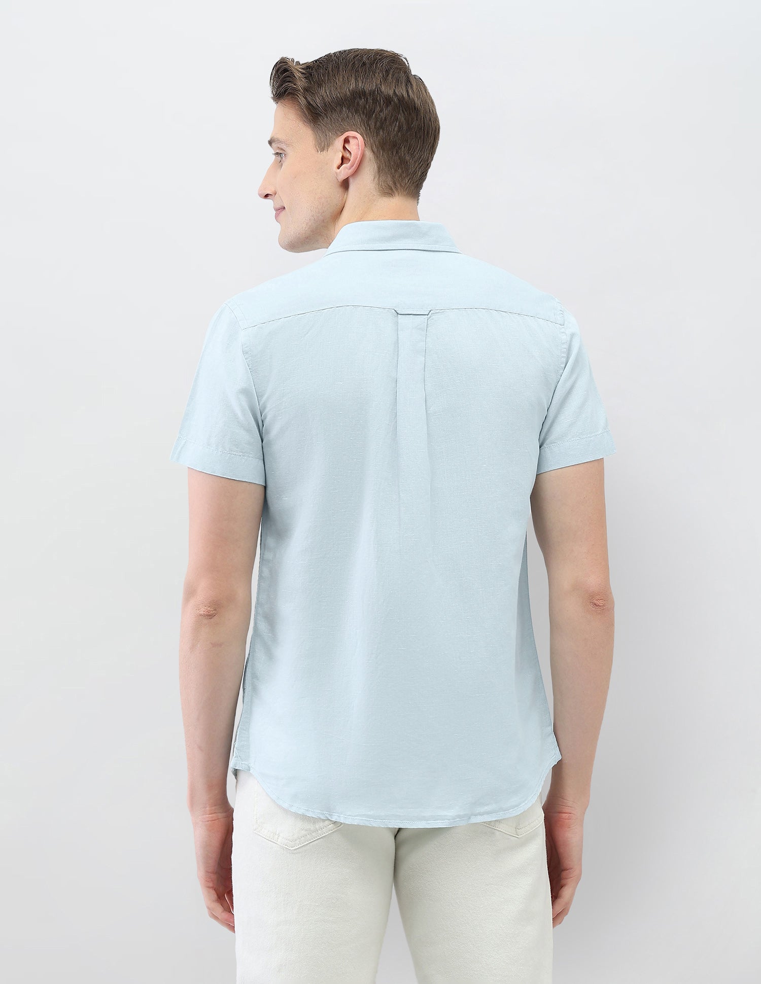 Solid Motel On The Coast Regular Fit Shirt Light Blue - U.S. Polo Assn. India | Large