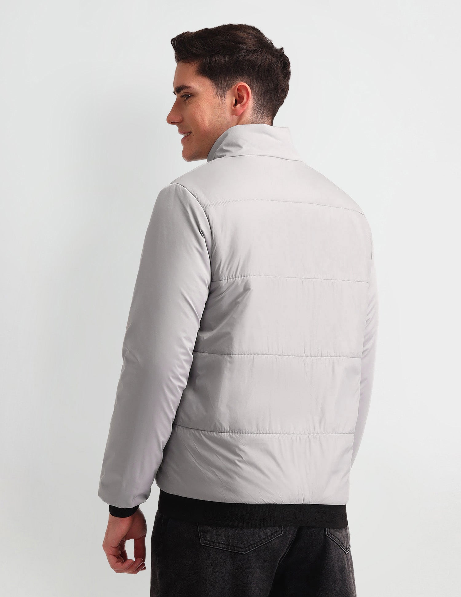 Solid Regular Fit Puffer Jacket Light-Grey - U.S. Polo Assn. India | Large