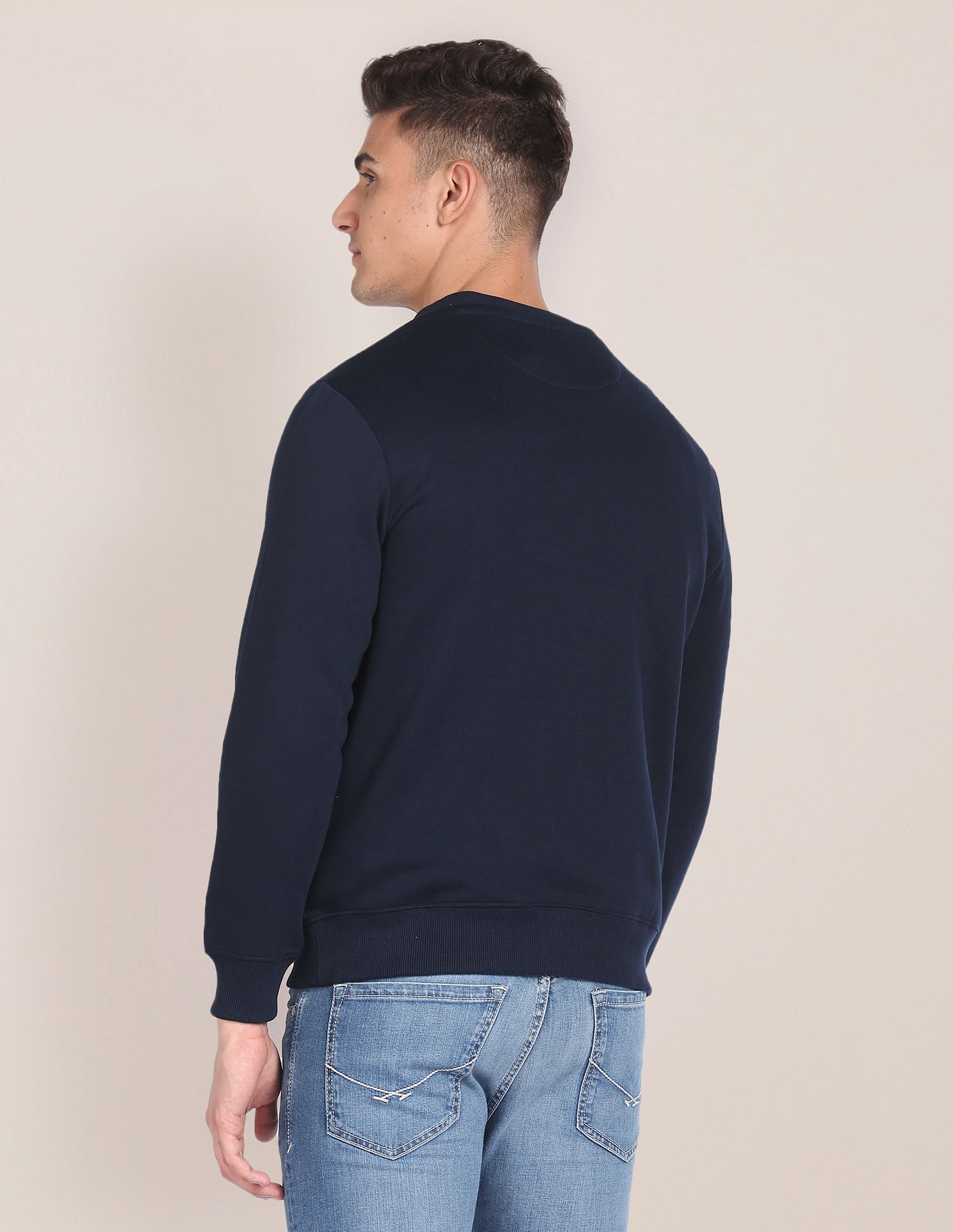 Crew Neck Brand Print Sweatshirt Navy - U.S. POLO ASSN. | Large