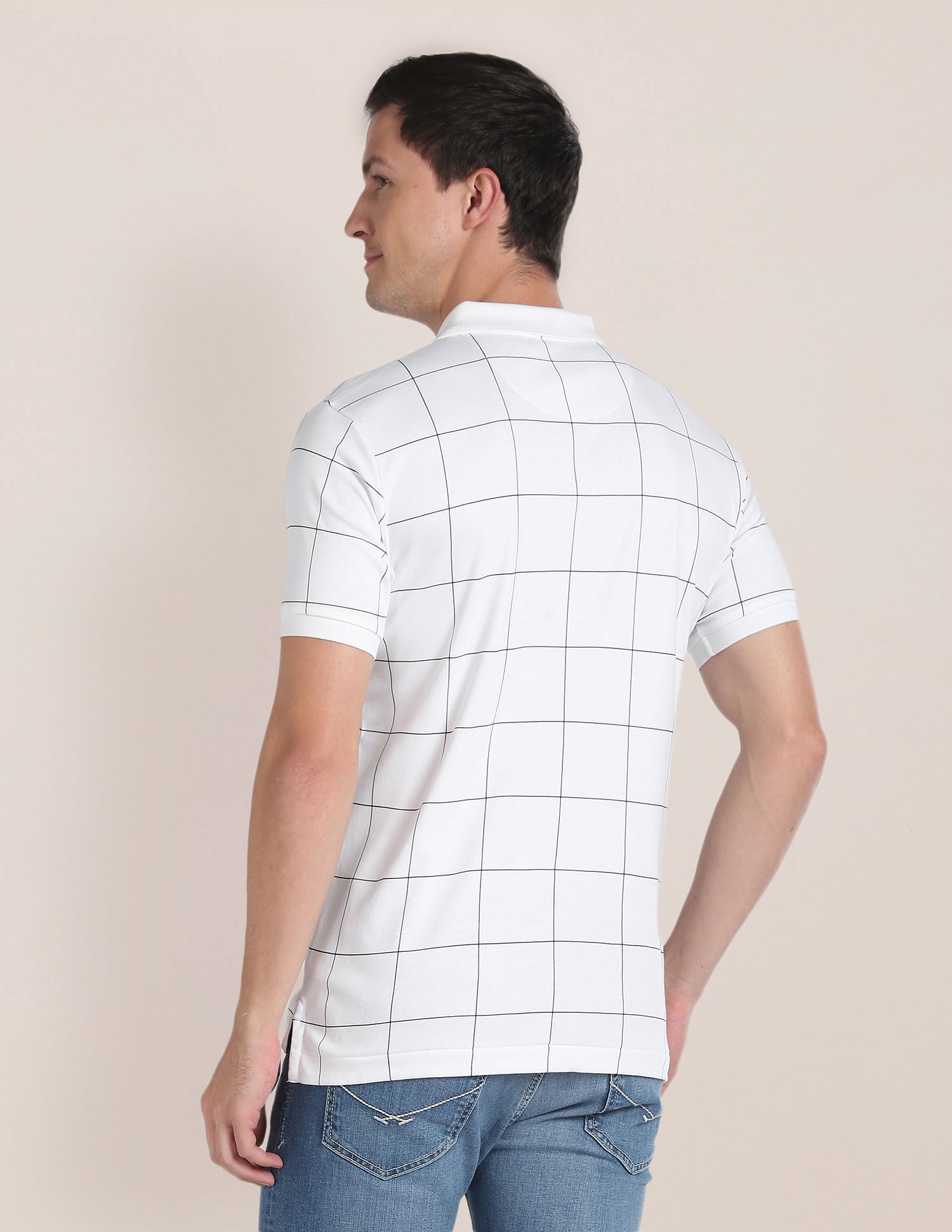 Slim Fit Check Polo Shirt White - U.S. Polo Assn. India | Large