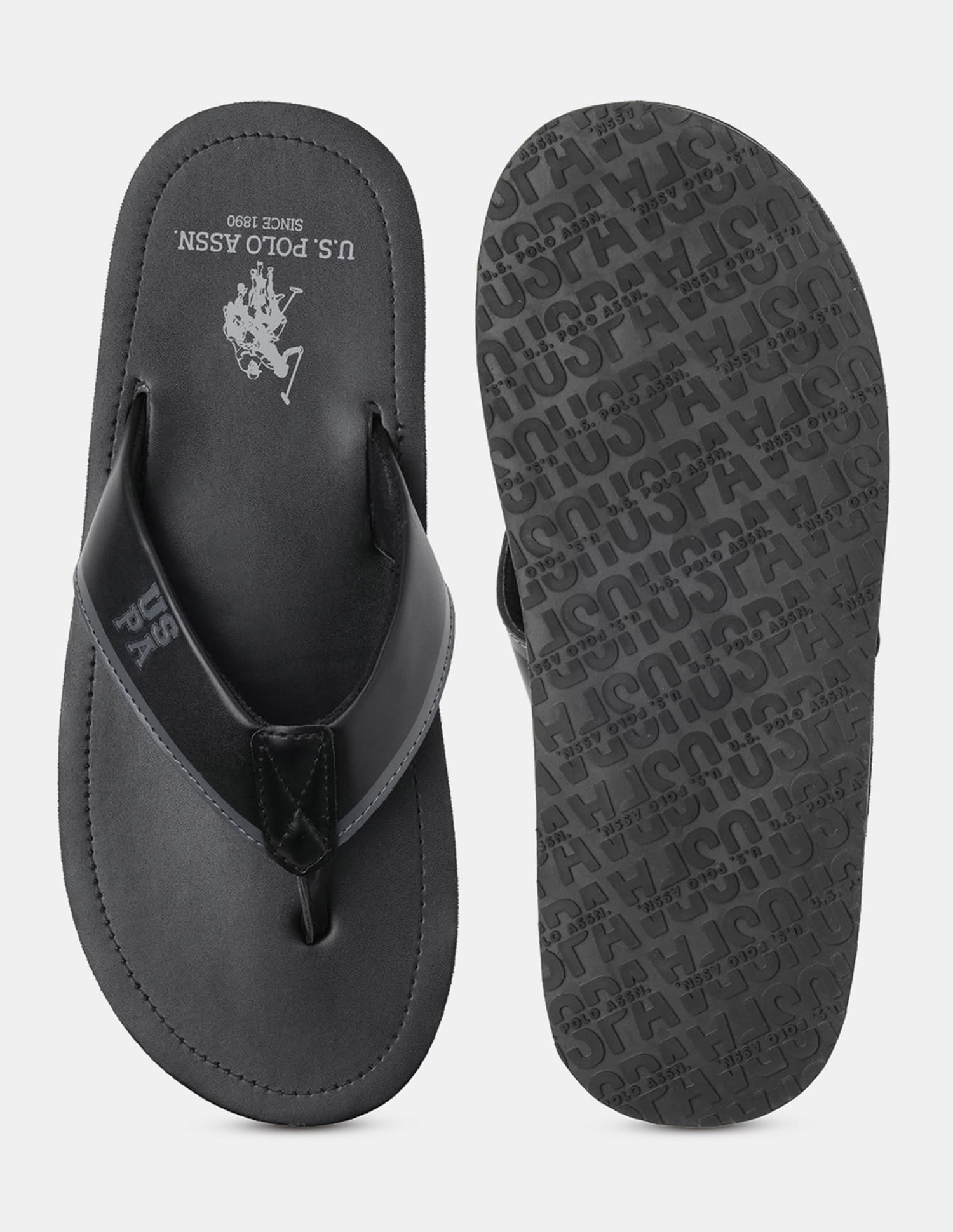 Men V-Strap Jane Flip Flops Black - U.S. Polo Assn. India | Large