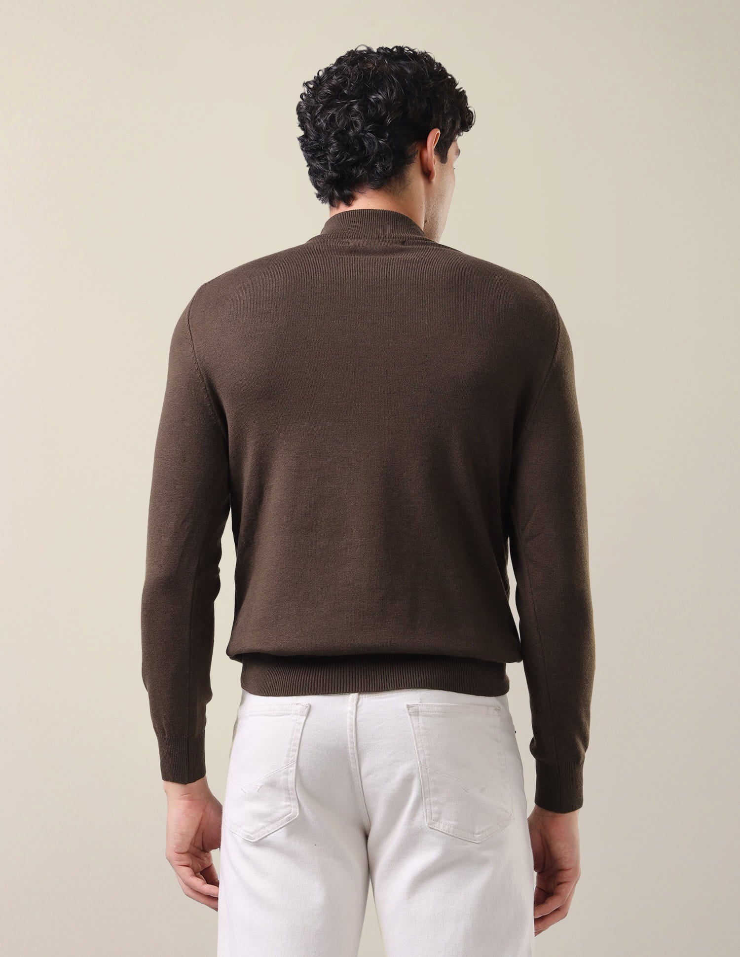 Mock Neck Regular Fit Sweater Dark Brown - U.S. Polo Assn. India | Large