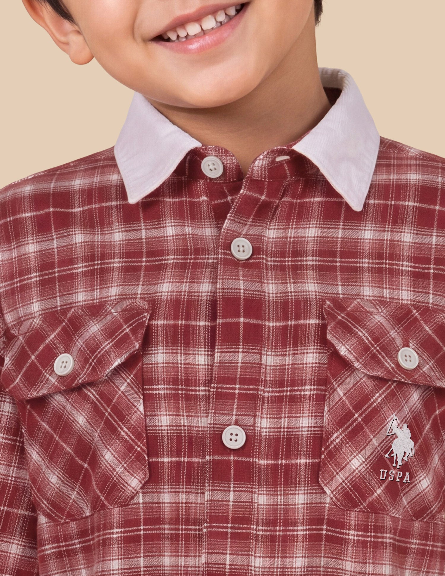 Plaid Checked Regular Fit Shacket Red - U.S. Polo Assn. India | Large