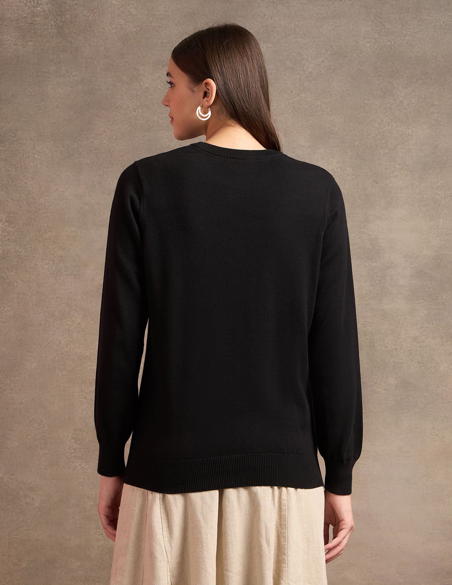 Crest Logo Regular Fit Sweater Black - U.S. POLO ASSN. | Large