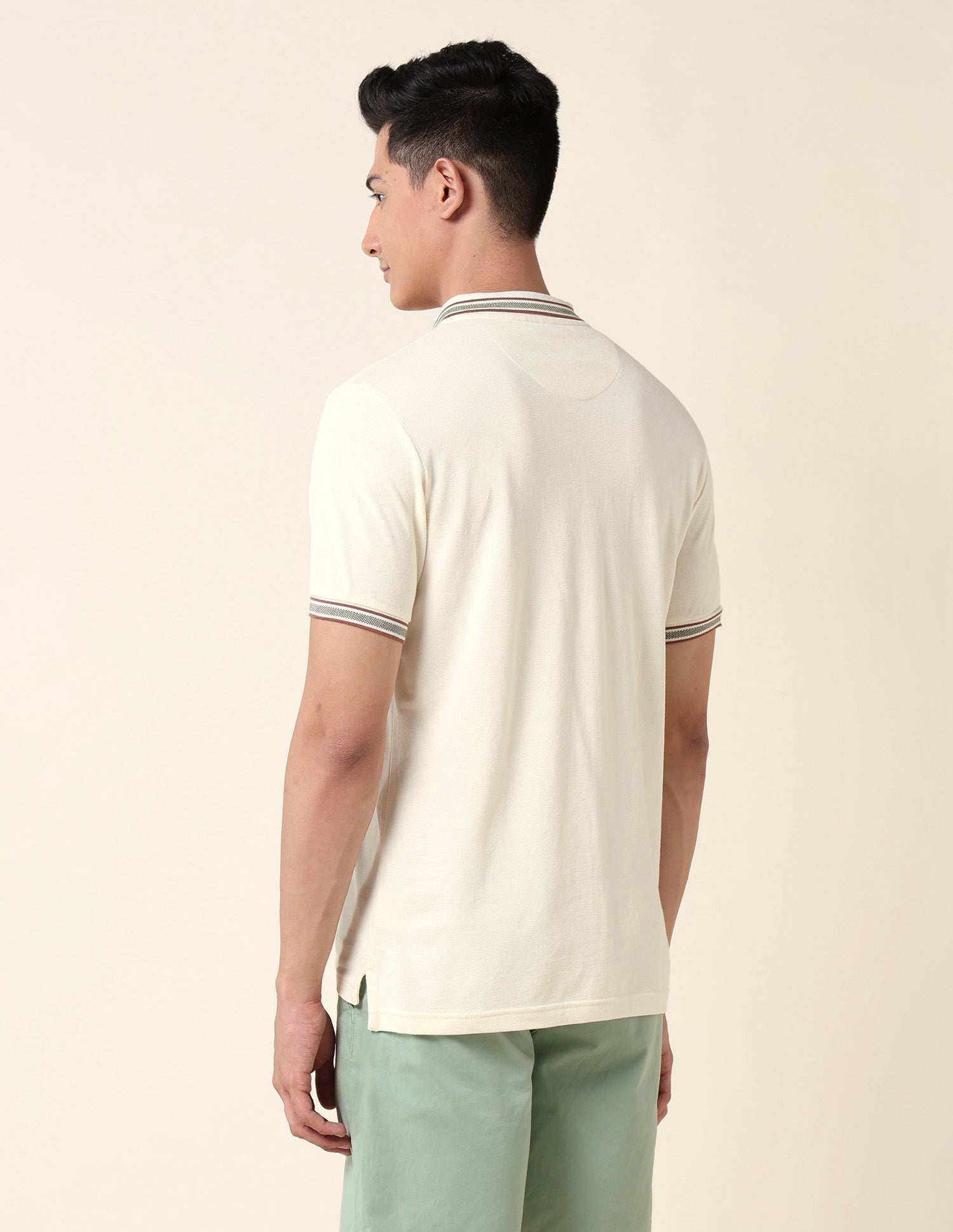 Slim Fit Pure Cotton Polo Shirt Off White - U.S. Polo Assn. India | Large