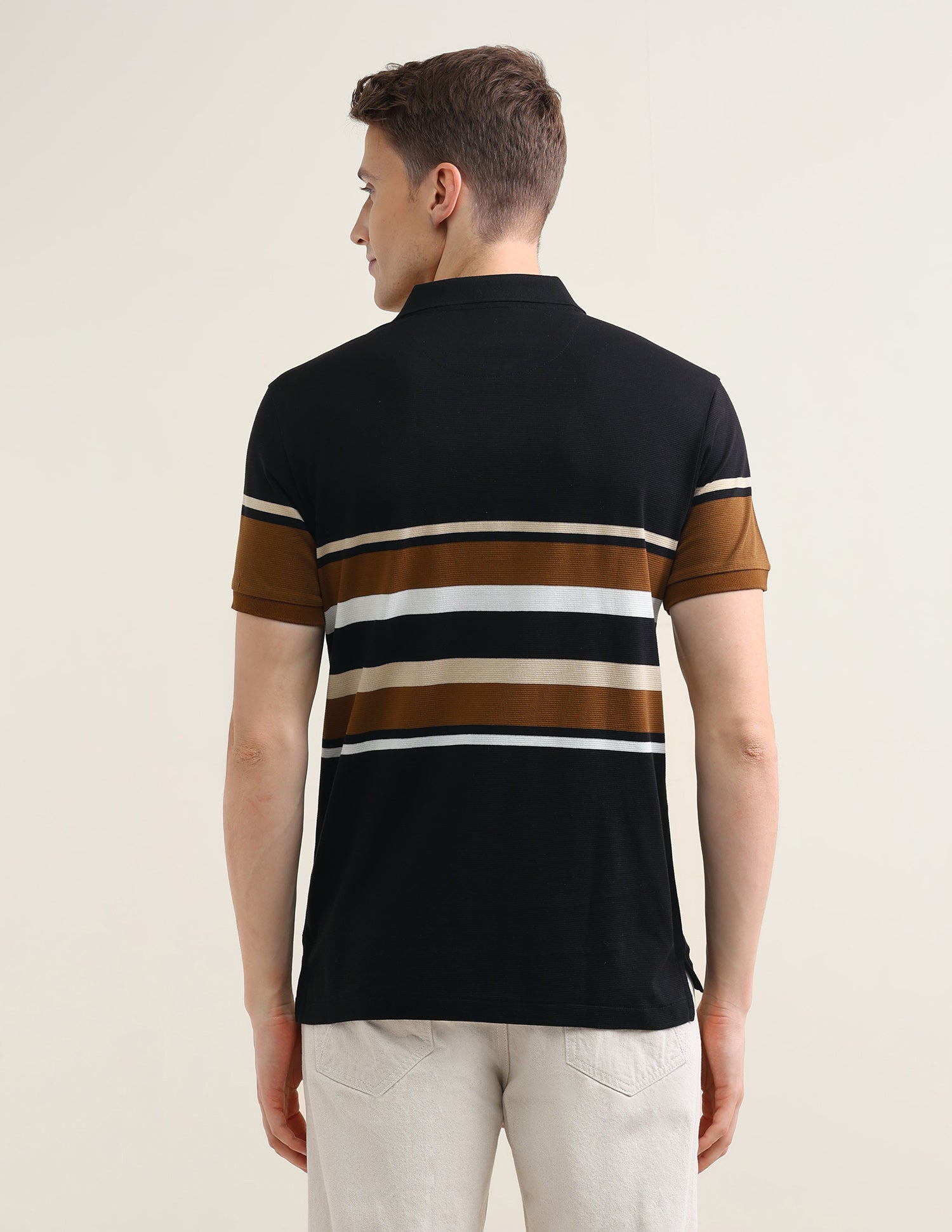 Horizontal Striped Slim Fit Polo Shirt Black - U.S. Polo Assn. India | Large