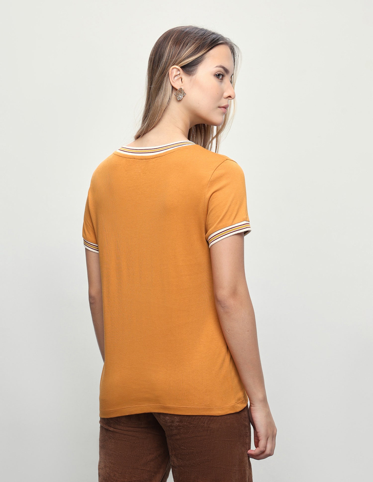 Solid Regular Fit T-Shirt Orange - U.S. Polo Assn. India | Large