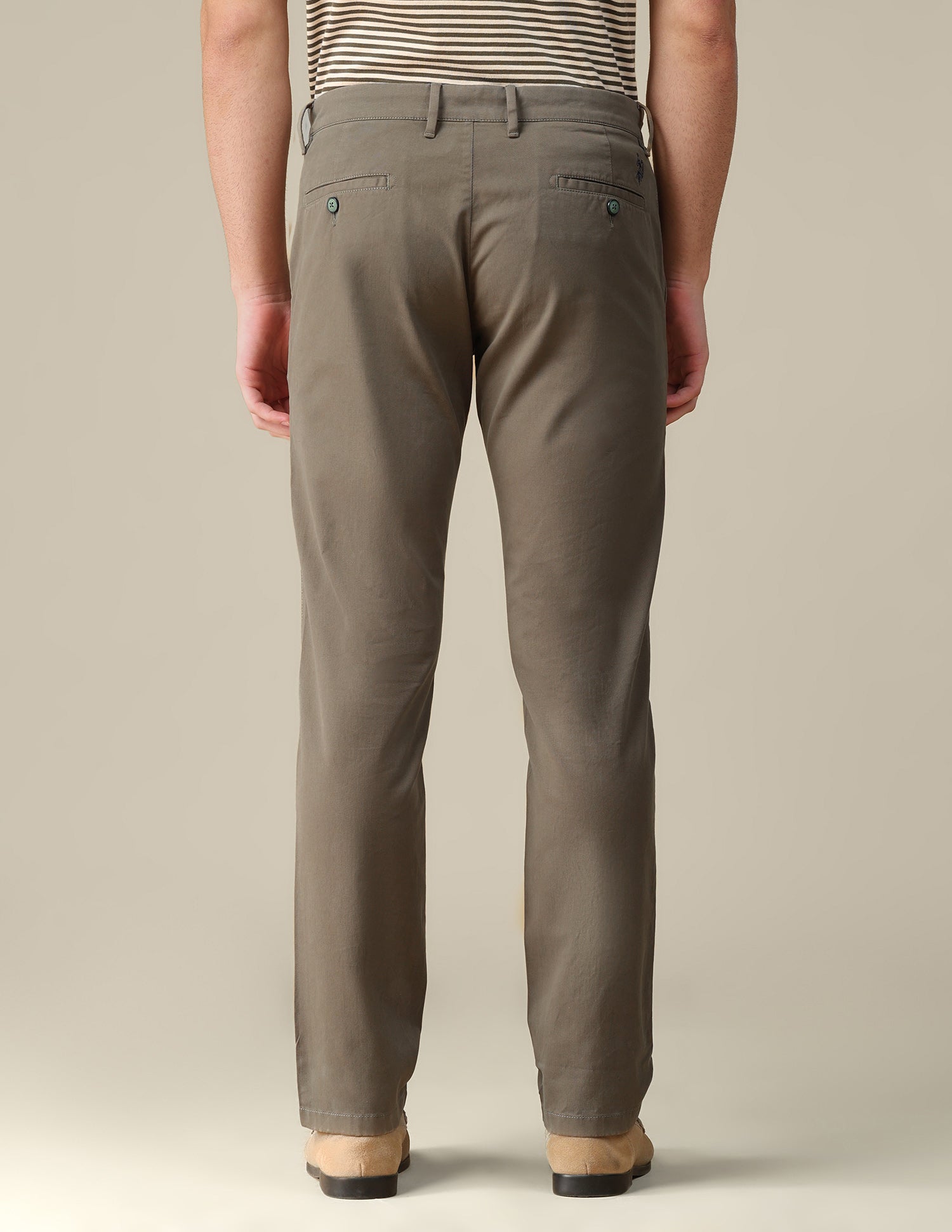 Denver slim fit Twill Trousers Light Olive - U.S. Polo Assn. India | Large