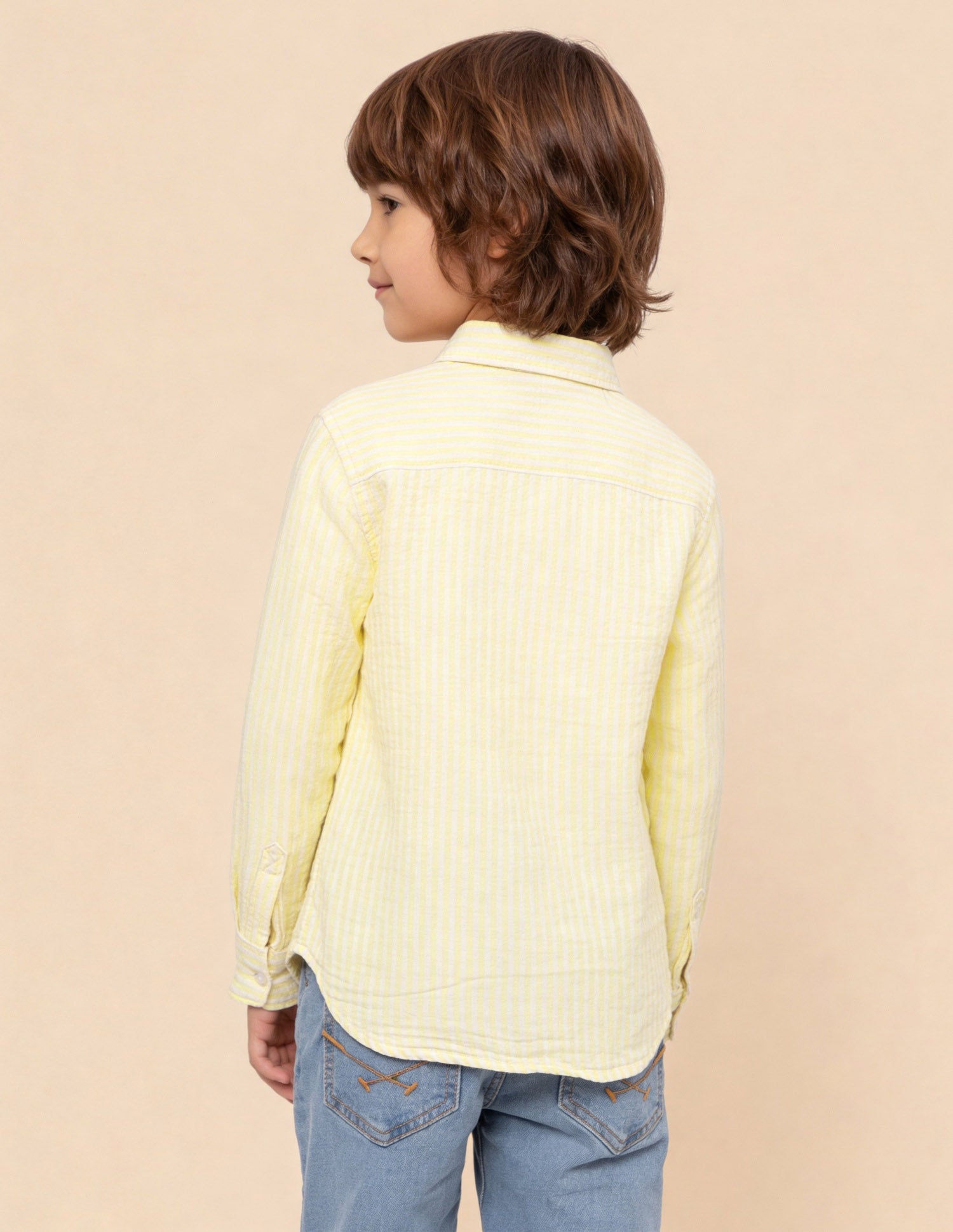 Vertical Striped Seersucker Shirt Yellow - U.S. Polo Assn. India | Large