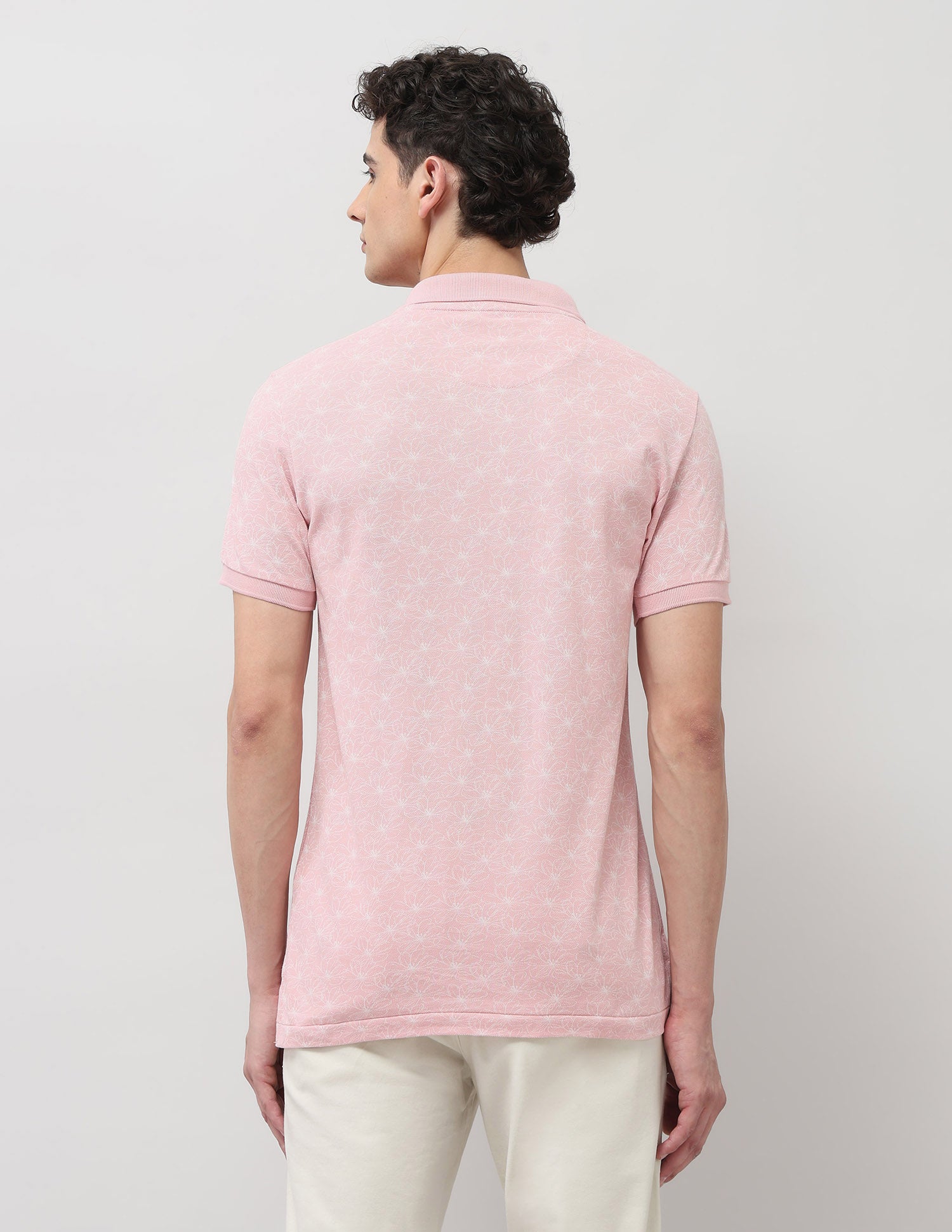Slim Fit Floral Printed Polo Shirt Light Pink - U.S. Polo Assn. India | Large