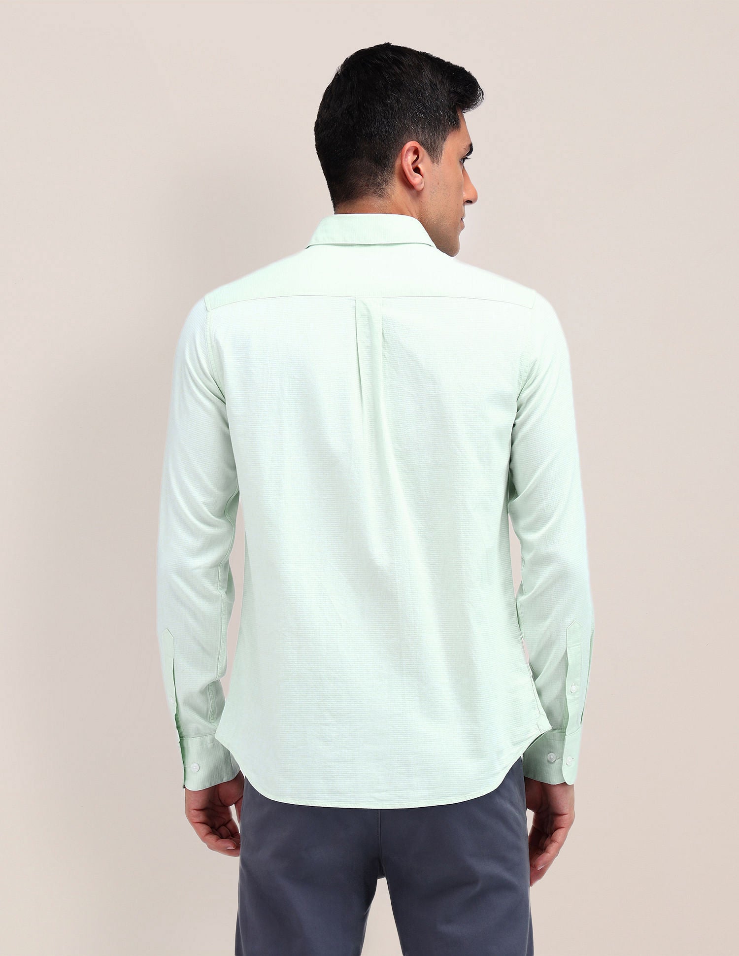 Tailored Fit Pure Cotton Shirt Light Green - U.S. Polo Assn. India | Large