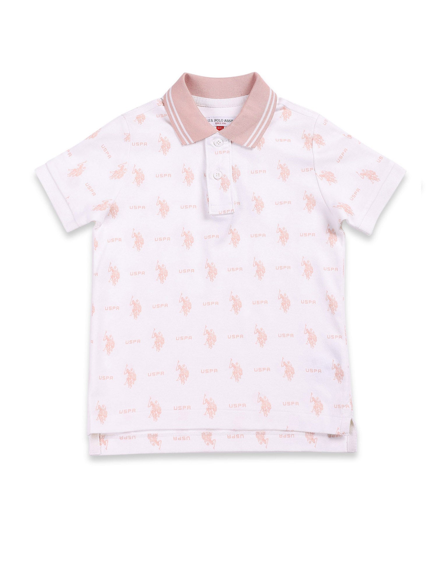 Boys All Over Logo Polo Shirt Ecru - U.S. Polo Assn. India | Large