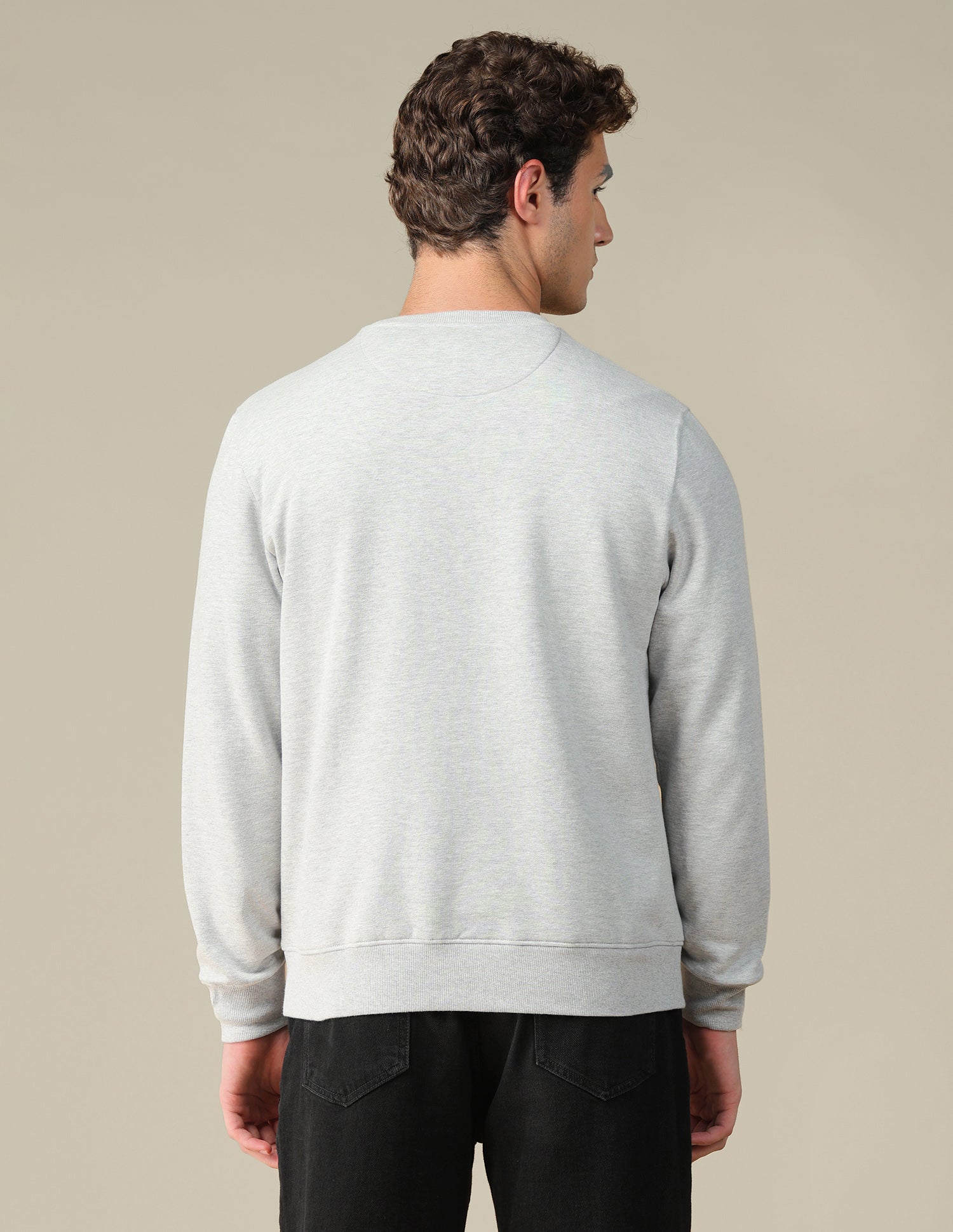 Graphic Brand Printed Regular Fit Sweatshirt Ecru Melange - U.S. Polo Assn. India | Large