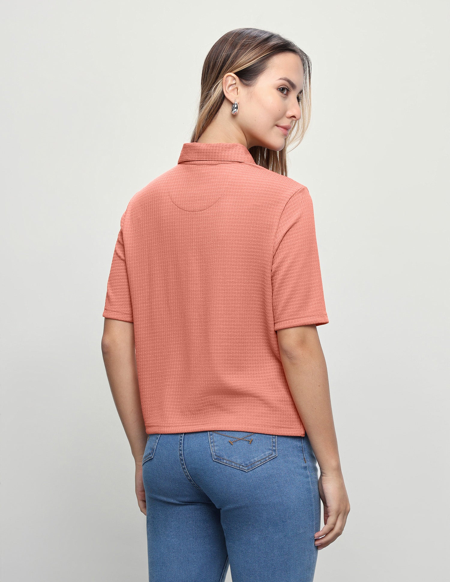Textured Relaxed Fit Polo Shirt Peach - U.S. Polo Assn. India | Large