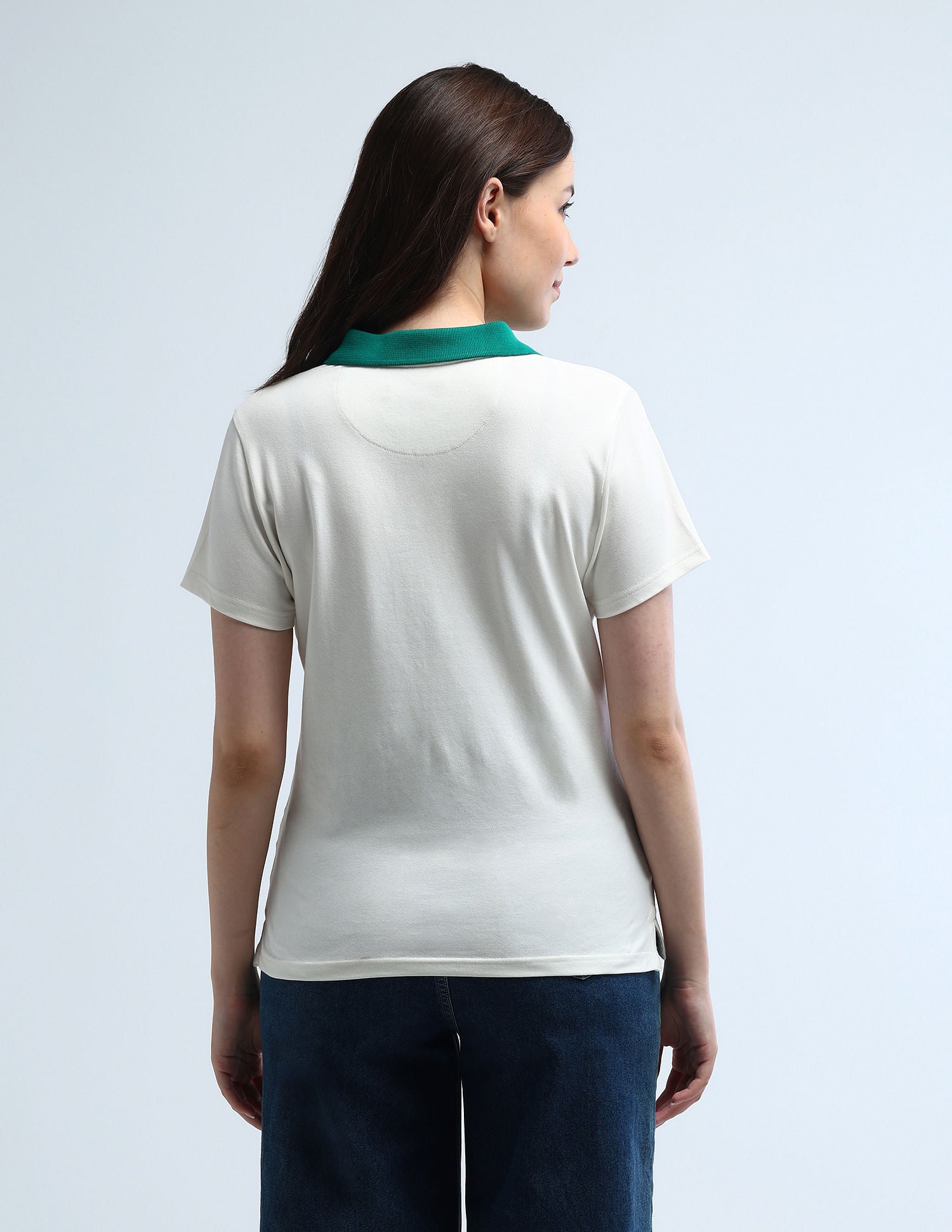 Contrast Collar Oversized Polo Shirt Off White - U.S. POLO ASSN. | Large