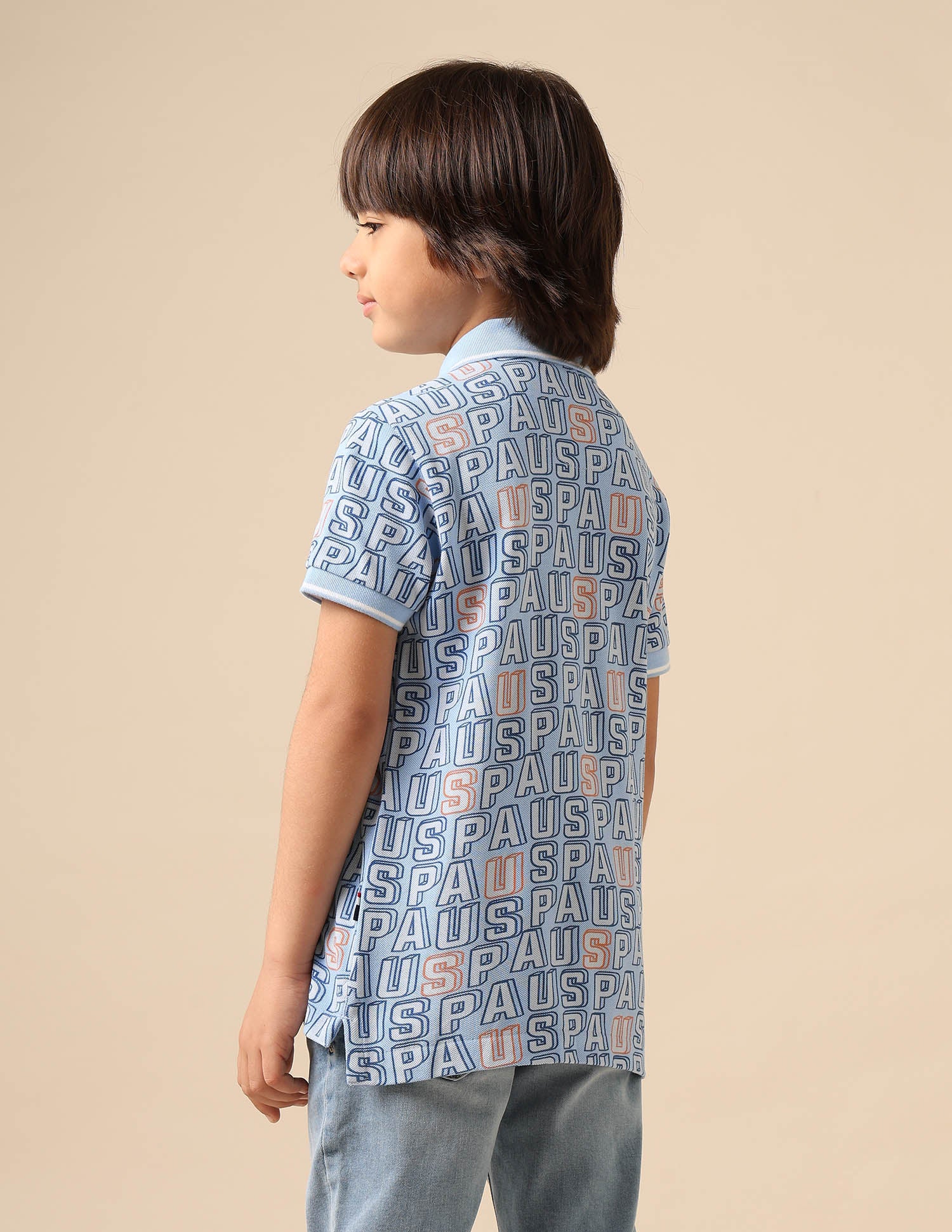 Boys Brand Printed Regular Fit Polo Shirt Light Blue - U.S. POLO ASSN. | Large