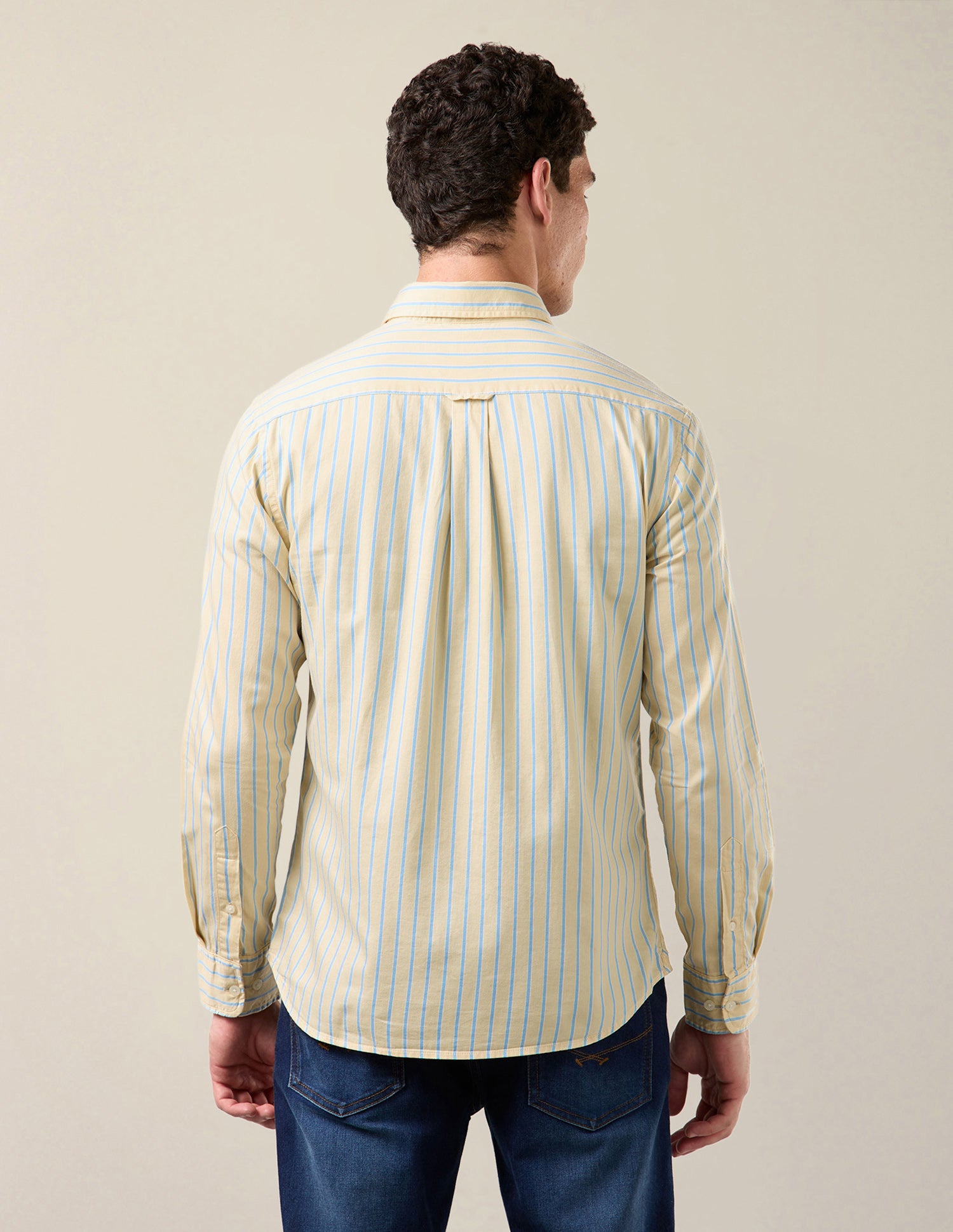 Vertical Striped Twill Shirt Light Yellow - U.S. Polo Assn. India | Large