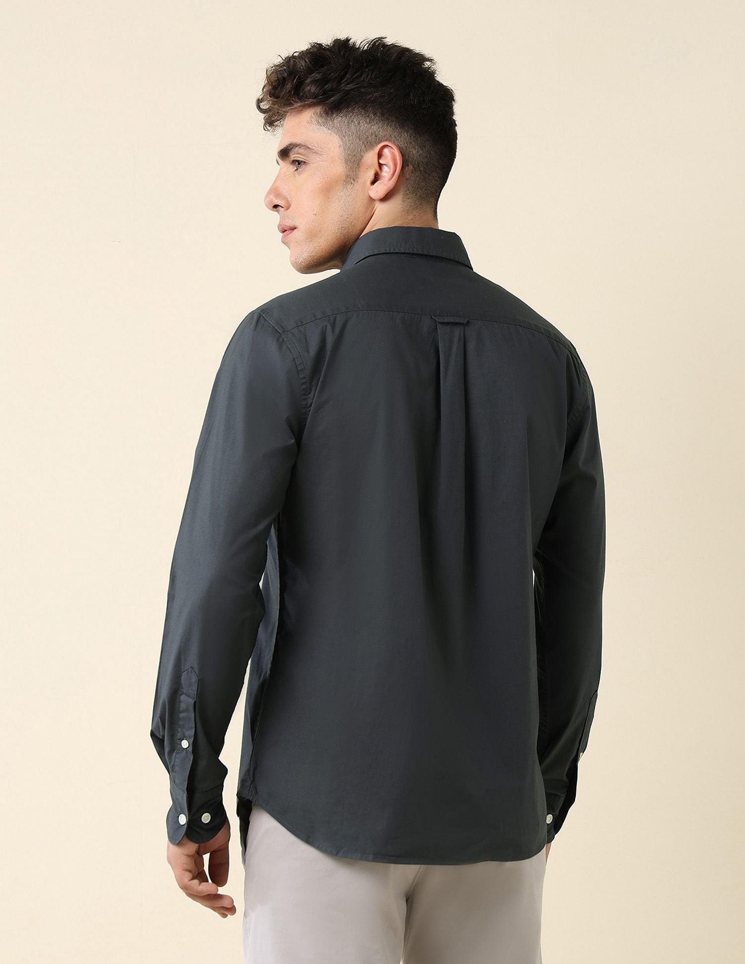 Poplin Solid Stretch Shirt Grey - U.S. Polo Assn. India | Large