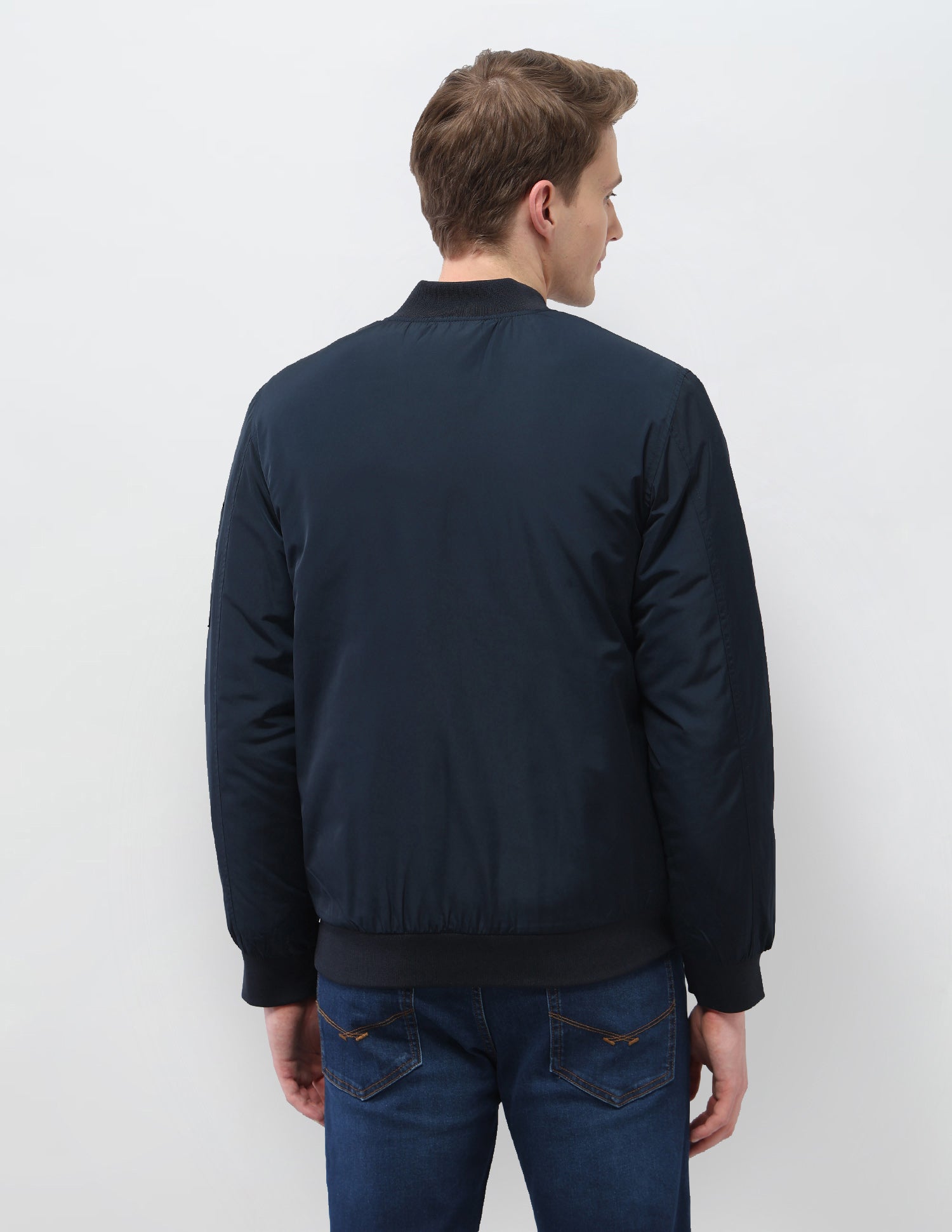 Solid Regular Fit Bomber Jacket Navy - U.S. Polo Assn. India | Large