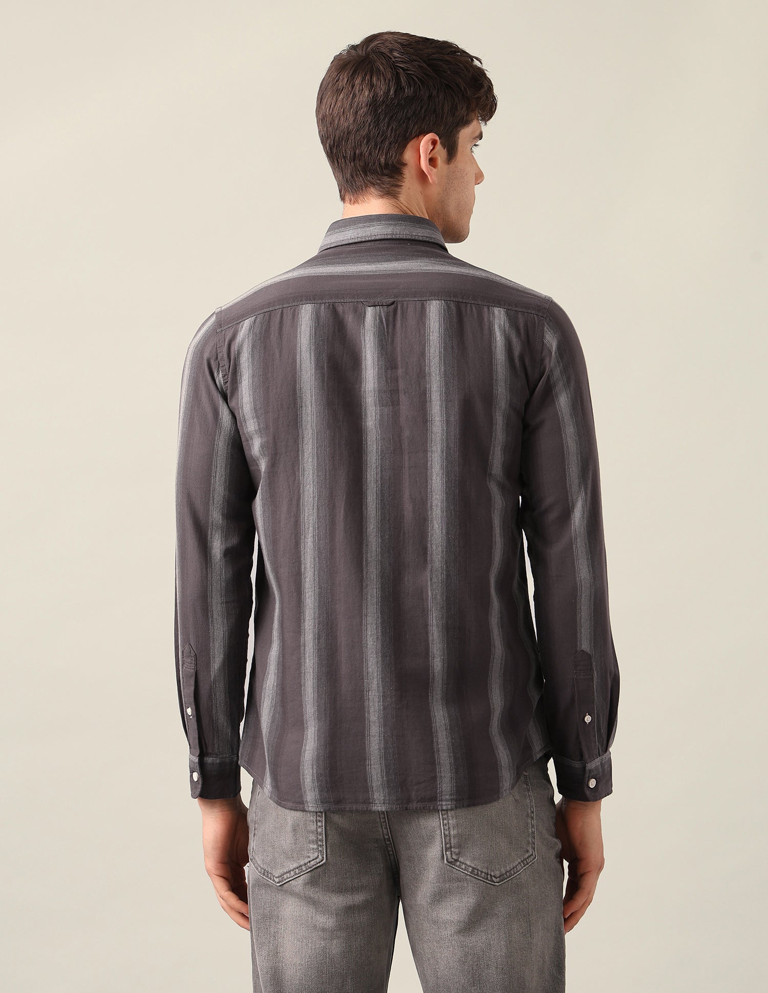 Vertical Striped Twill Shirt Brown - U.S. Polo Assn. India | Large