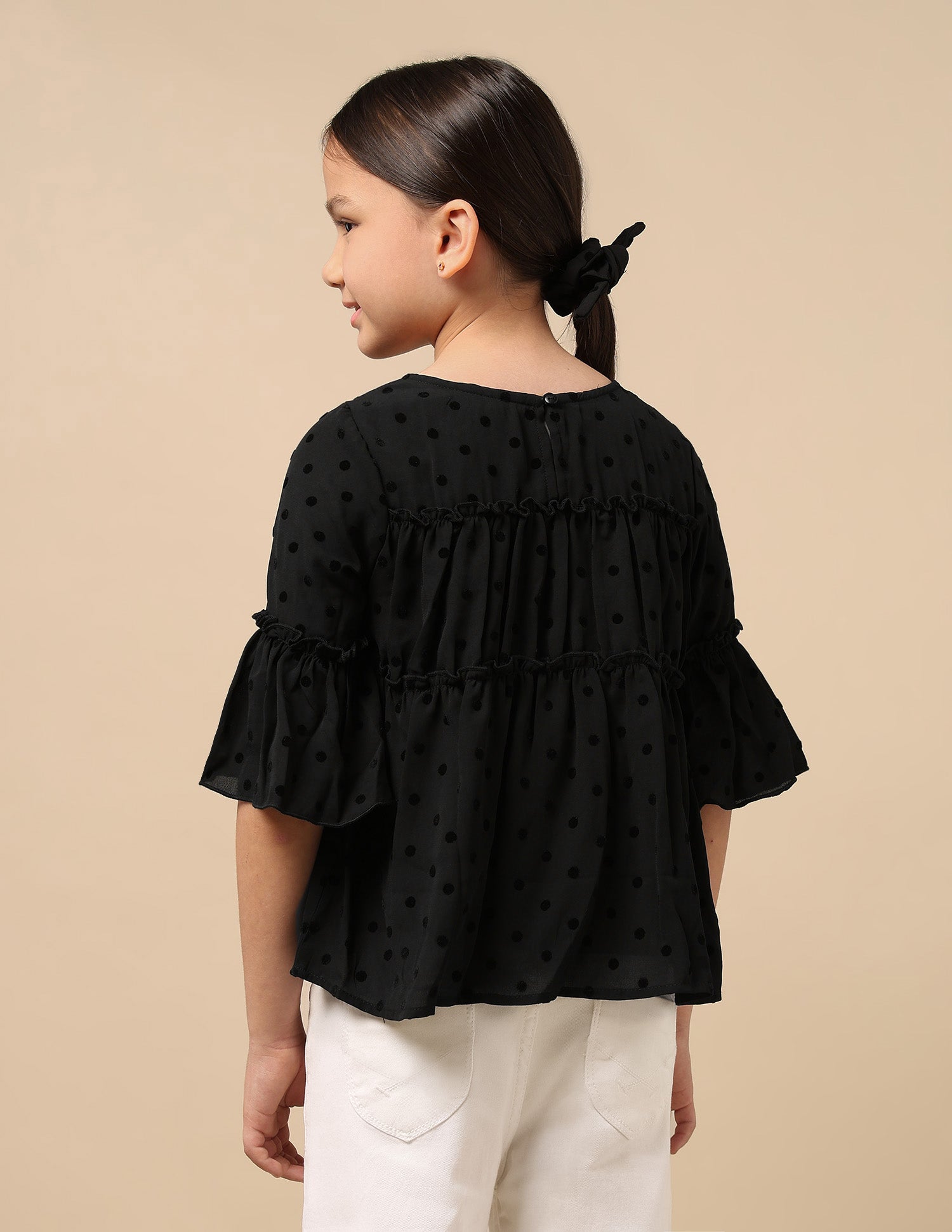 Polka Dot Tiered Top Black - U.S. POLO ASSN. | Large