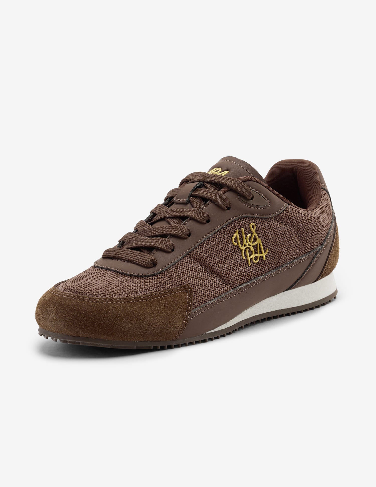 Zairan Light Weight Monogram Embossed Sneakers Dark Brown - U.S. Polo Assn. India | Large