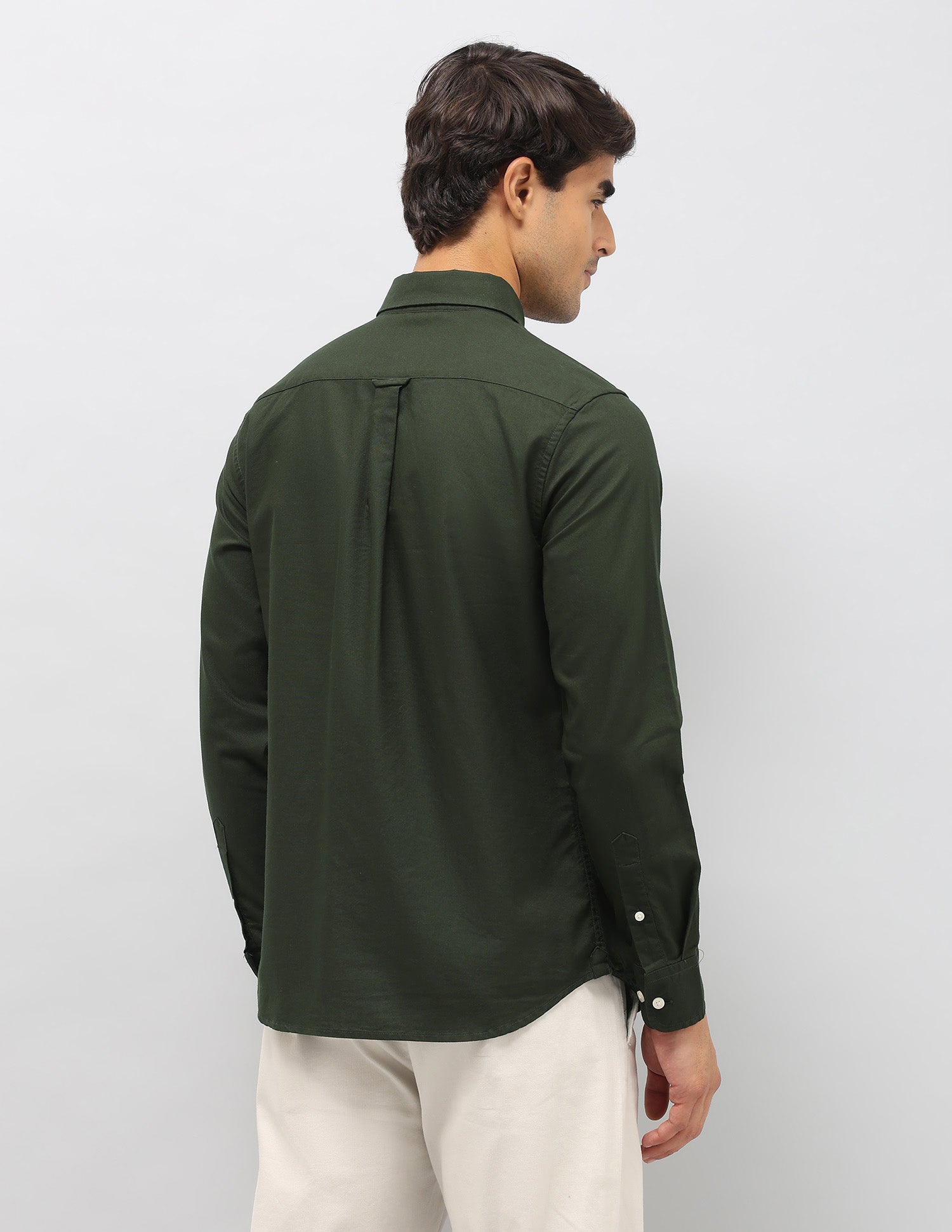 Pure Cotton Tailored Fit Shirt Dark Green - U.S. Polo Assn. India | Large