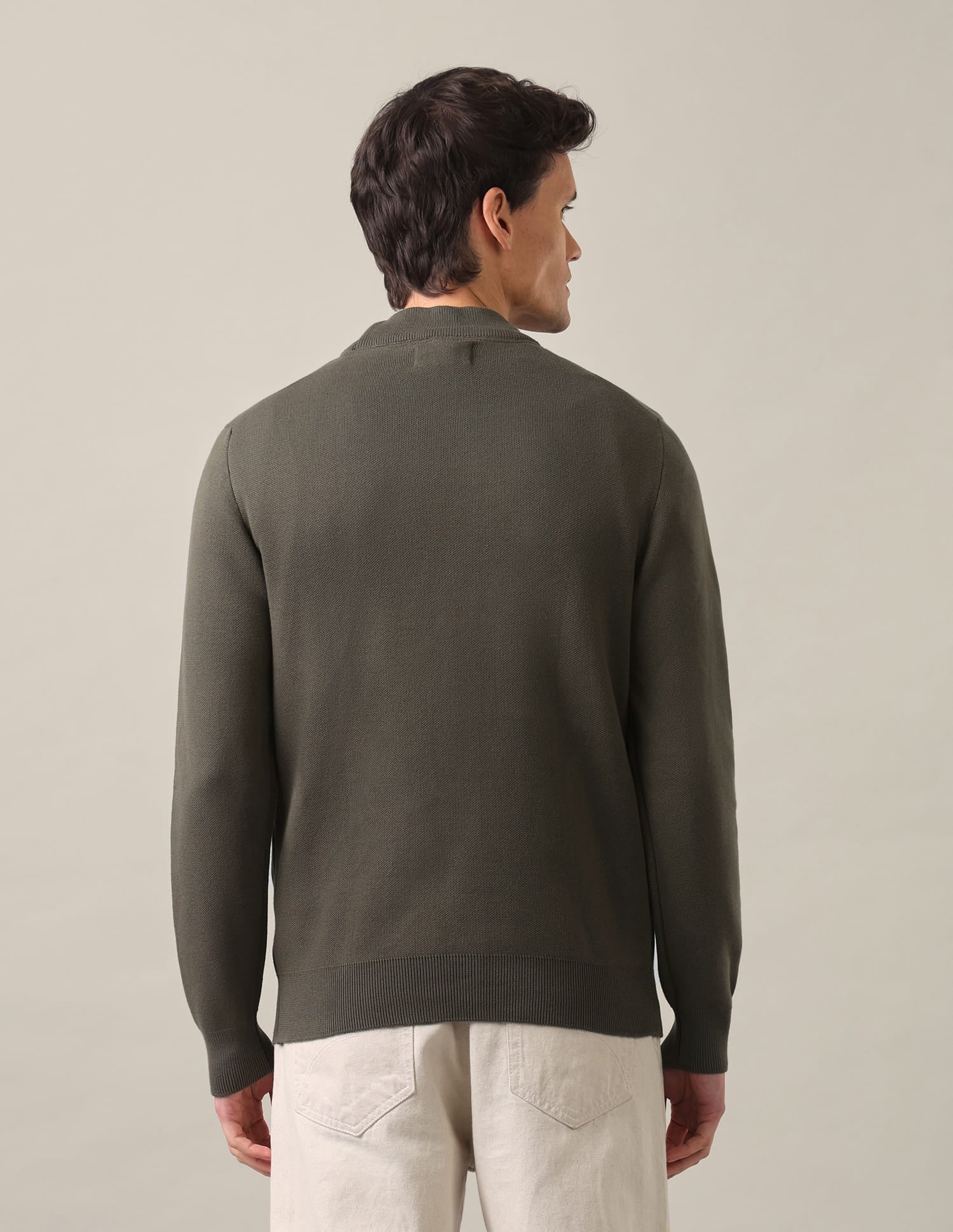 Regular Fit Solid Sweater Olive - U.S. Polo Assn. India | Large