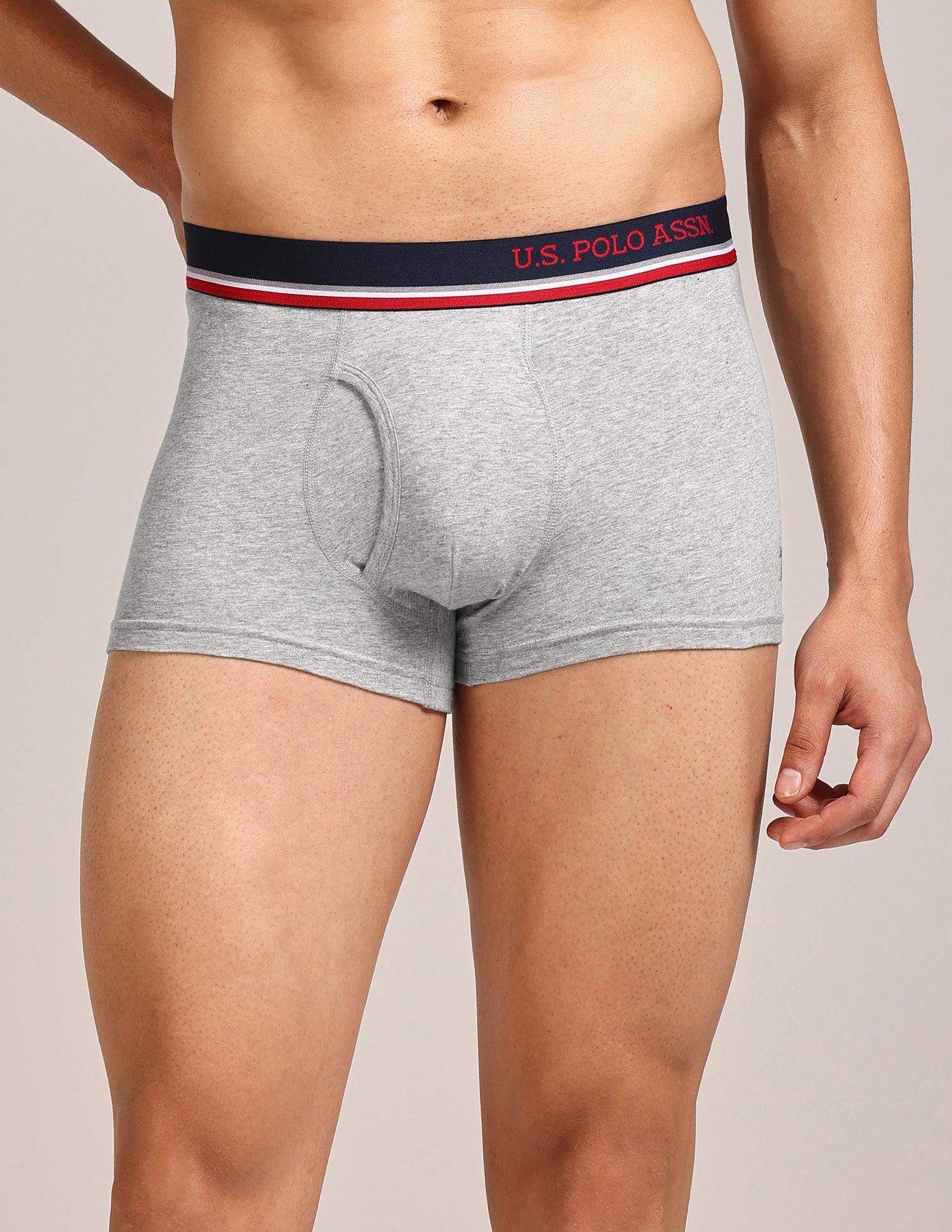 Men's Cotton Trunk - Pack Of 2 Black, Grey Melange - U.S. Polo Assn. India | Large