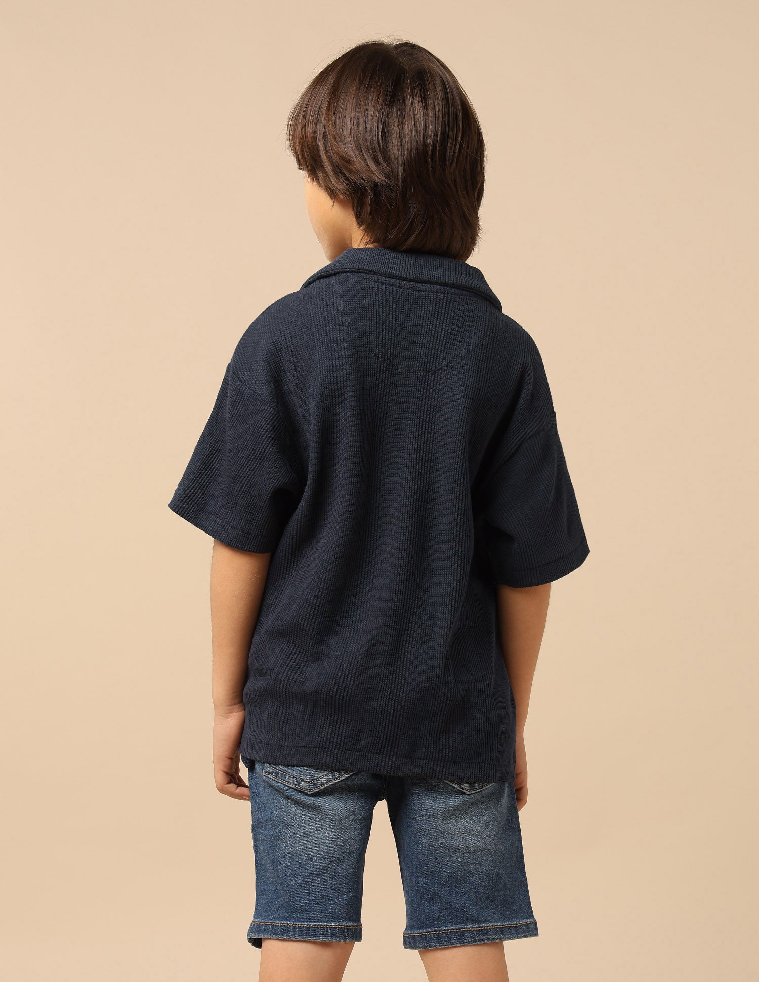 Boys Textured Boxy Fit Polo Shirt Navy - U.S. POLO ASSN. | Large