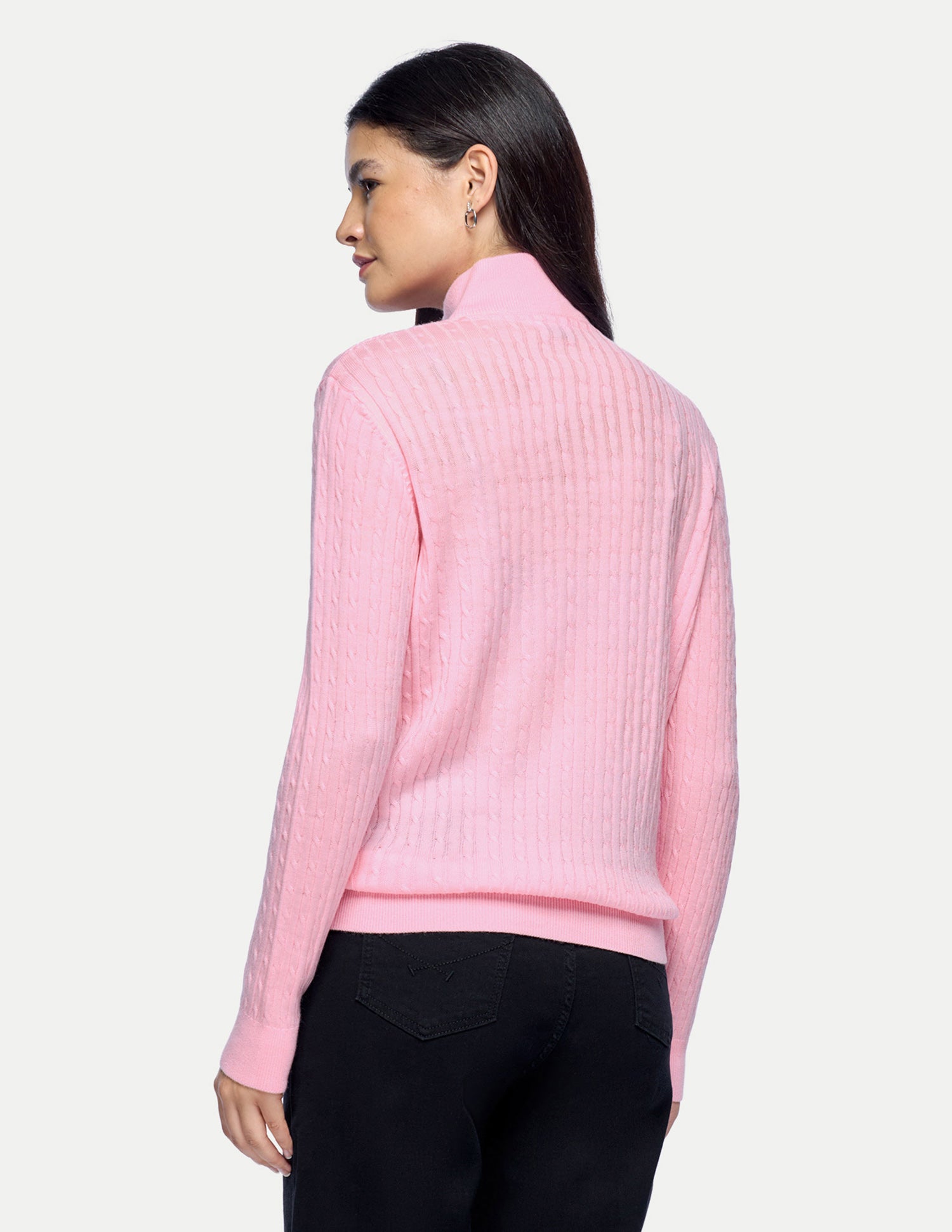 Cable Patterned Knit Regular Fit Sweater Pink - U.S. Polo Assn. India | Large