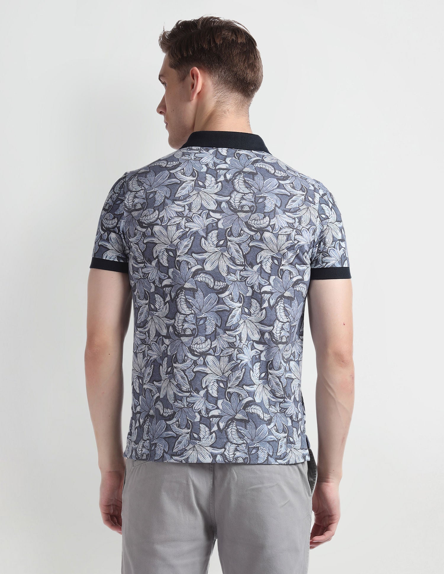 Floral Print Pique Polo Shirt Blue - U.S. Polo Assn. India | Large