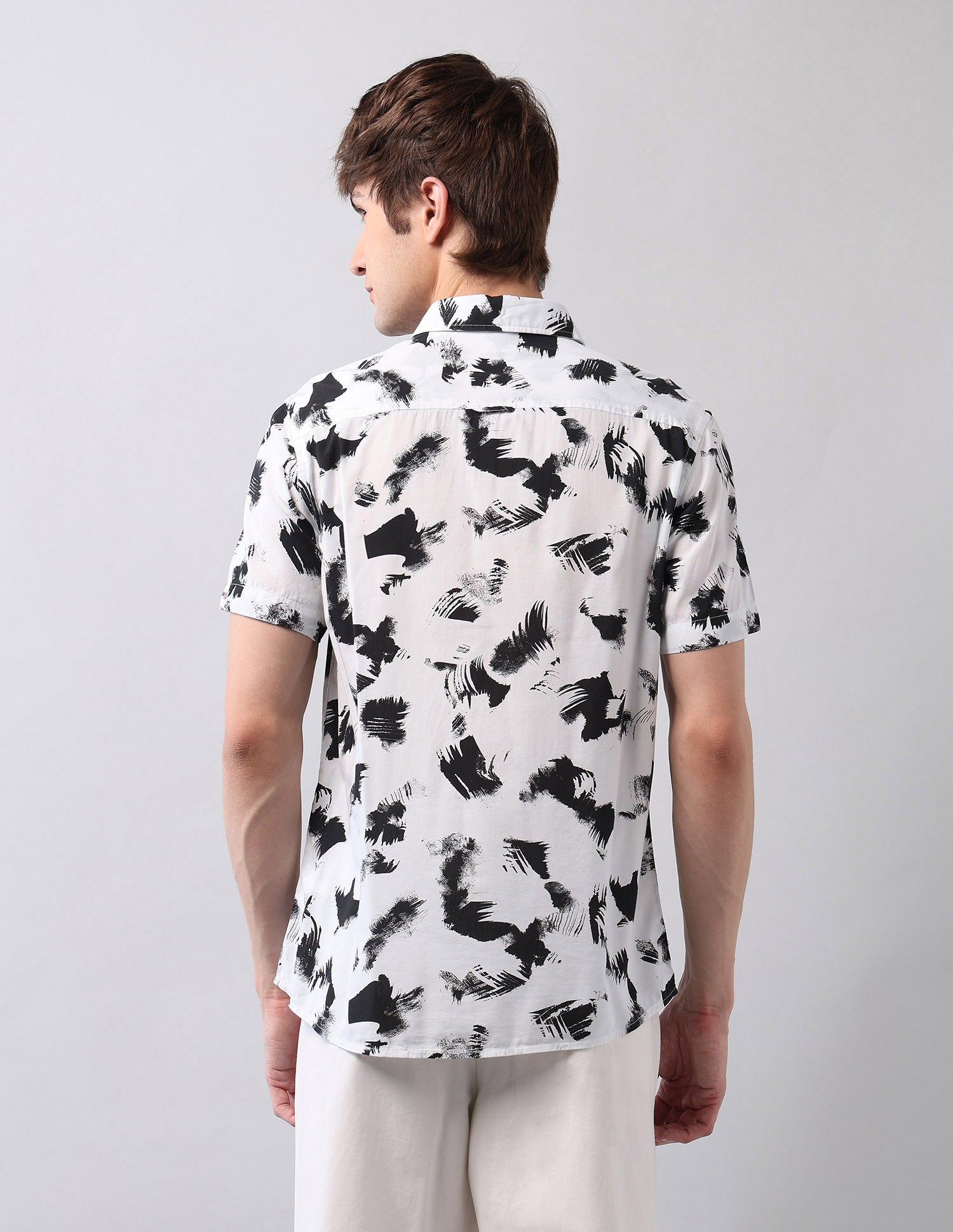 Abstract Printed Regular Fit Shirt White - U.S. Polo Assn. India | Large