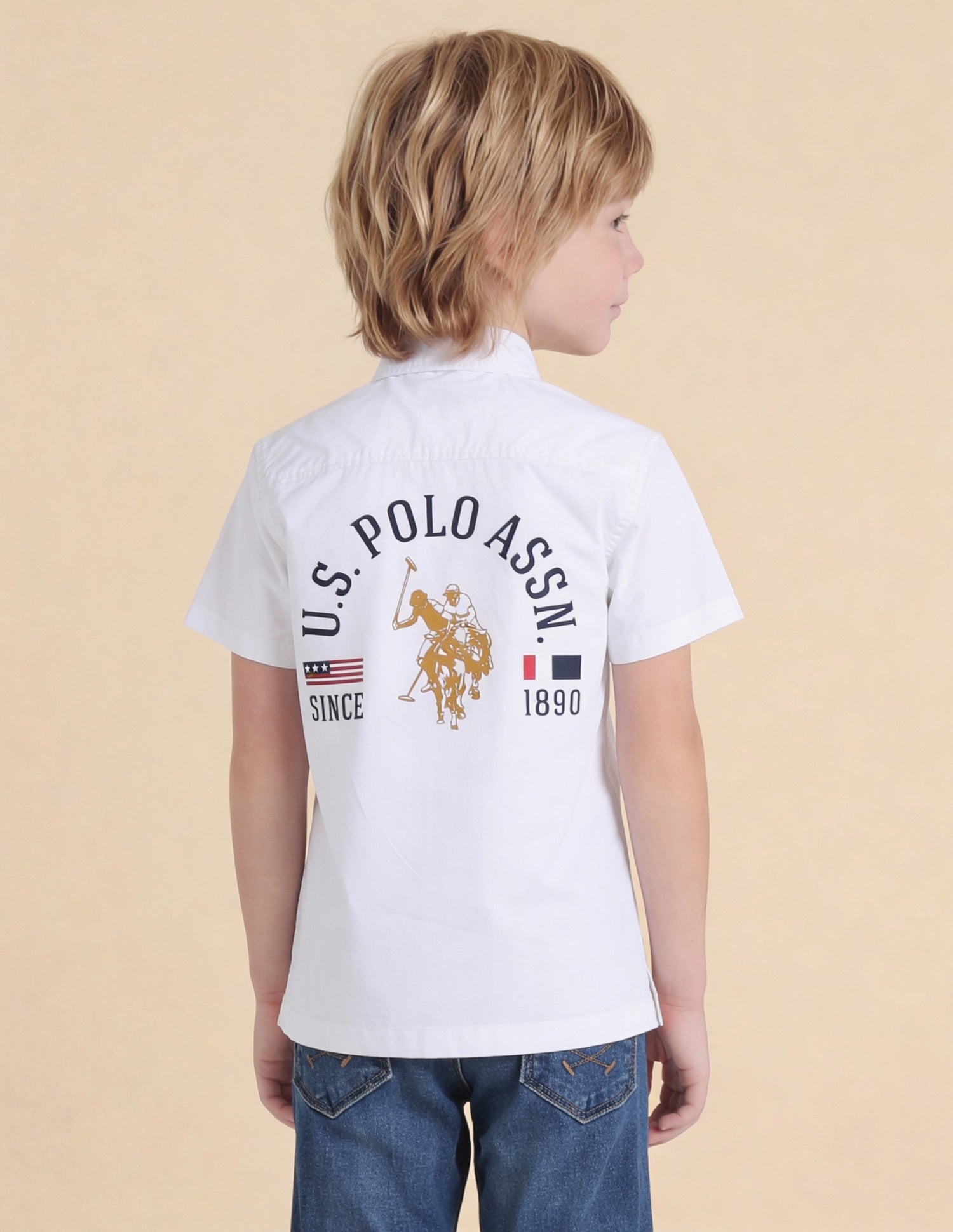 Graphic Brand Printed Regular Fit Shirt White - U.S. Polo Assn. India | Large