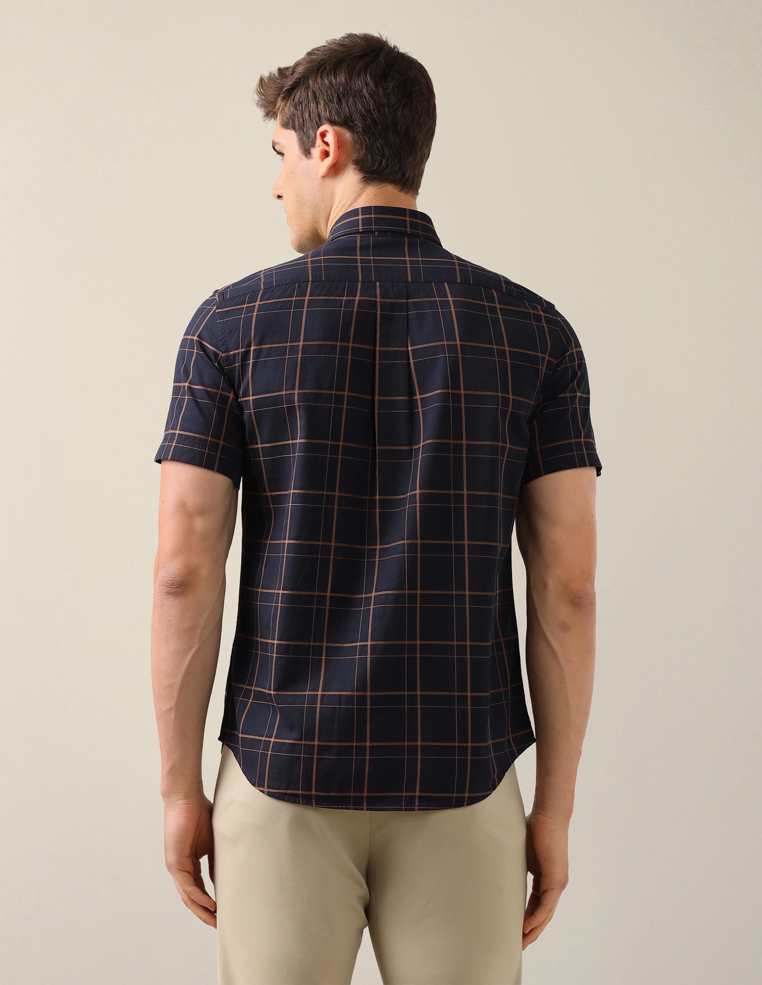 Grid Tattersall Checked Tailored Fit Shirt Navy - U.S. Polo Assn. India | Large