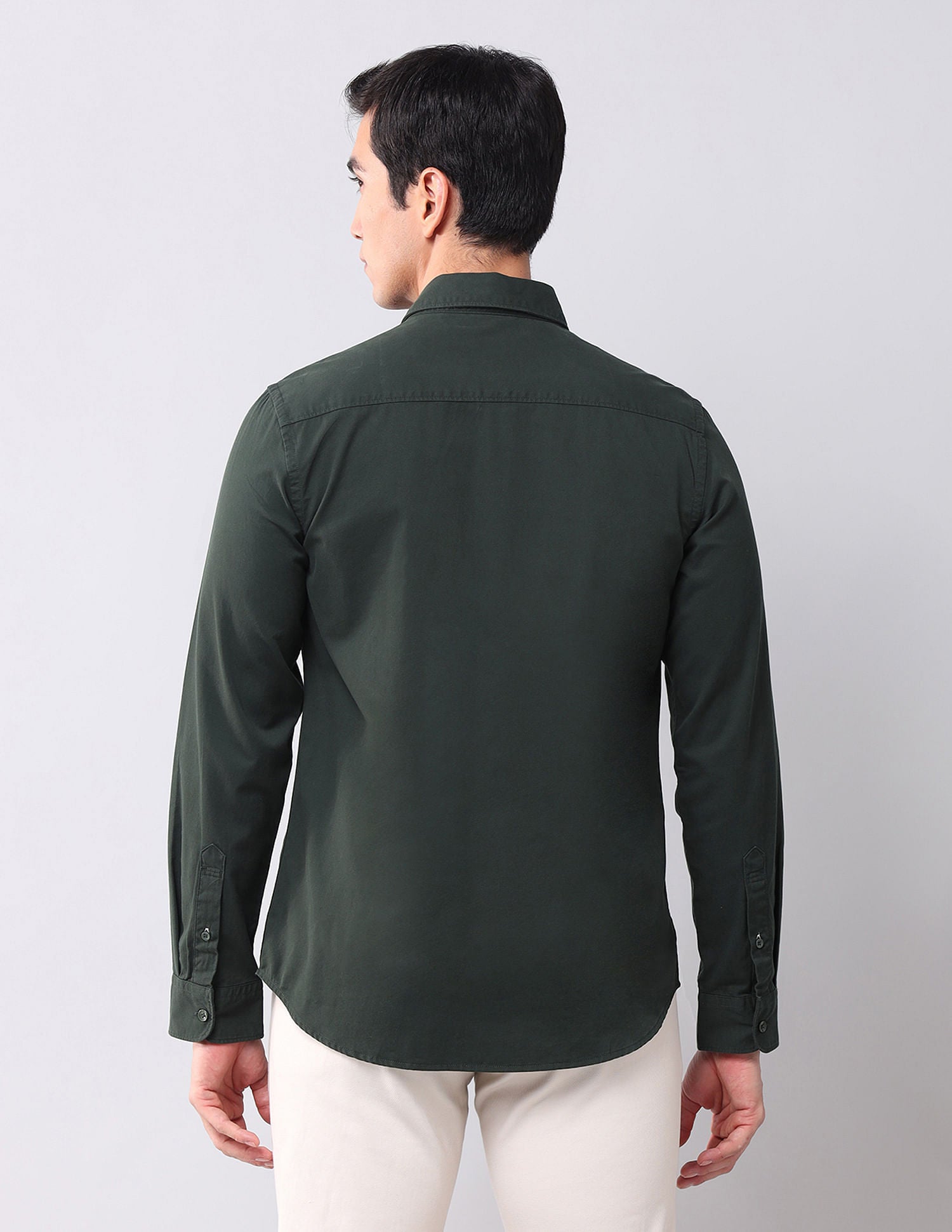 Regular Fit Twill Solid Shirt Olive - U.S. POLO ASSN. | Large