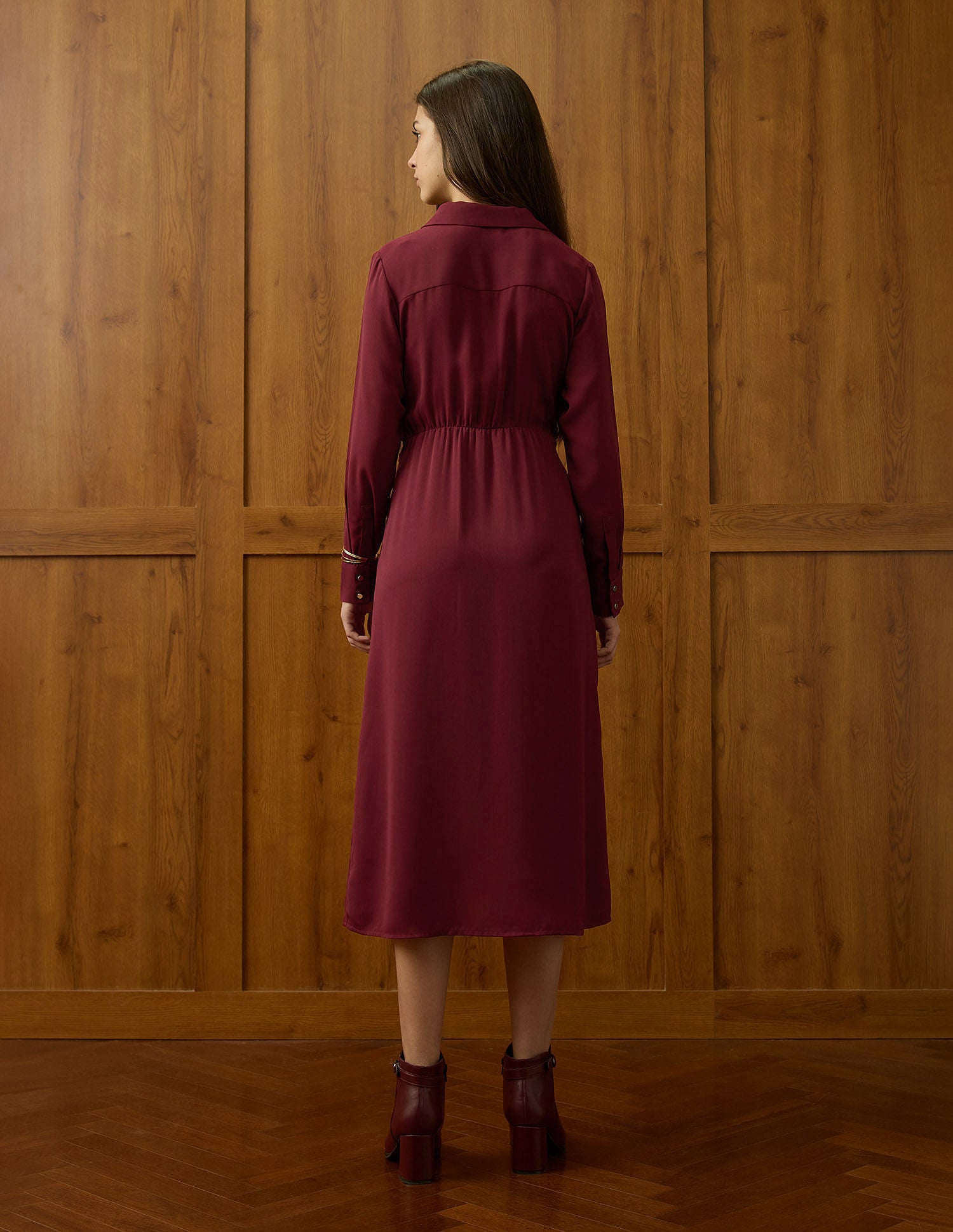 Solid Shirt Dress Cabernet - U.S. POLO ASSN. | Large