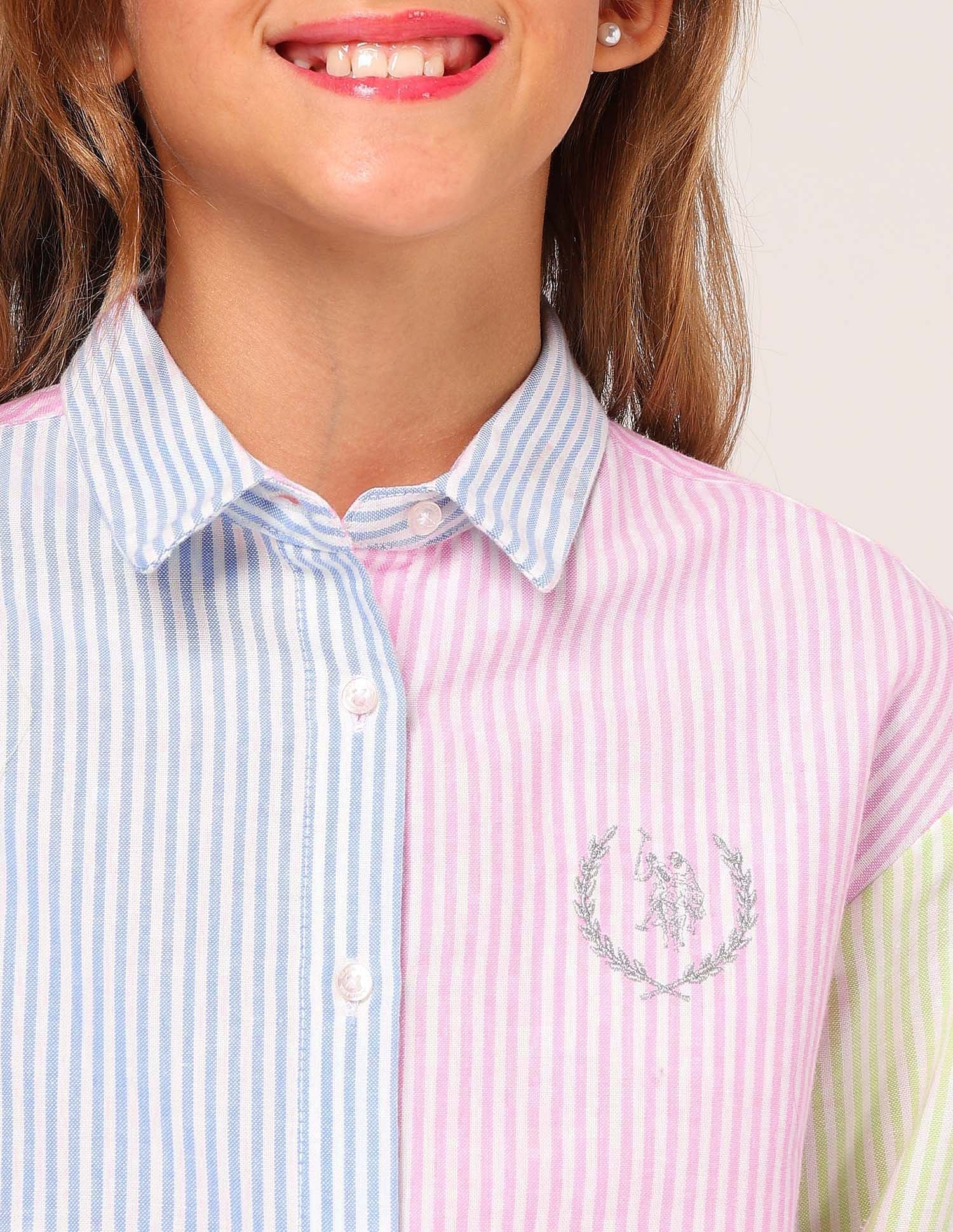 Girls Vertcial Striped Colorblocked Top Multi-colour - U.S. POLO ASSN. | Large