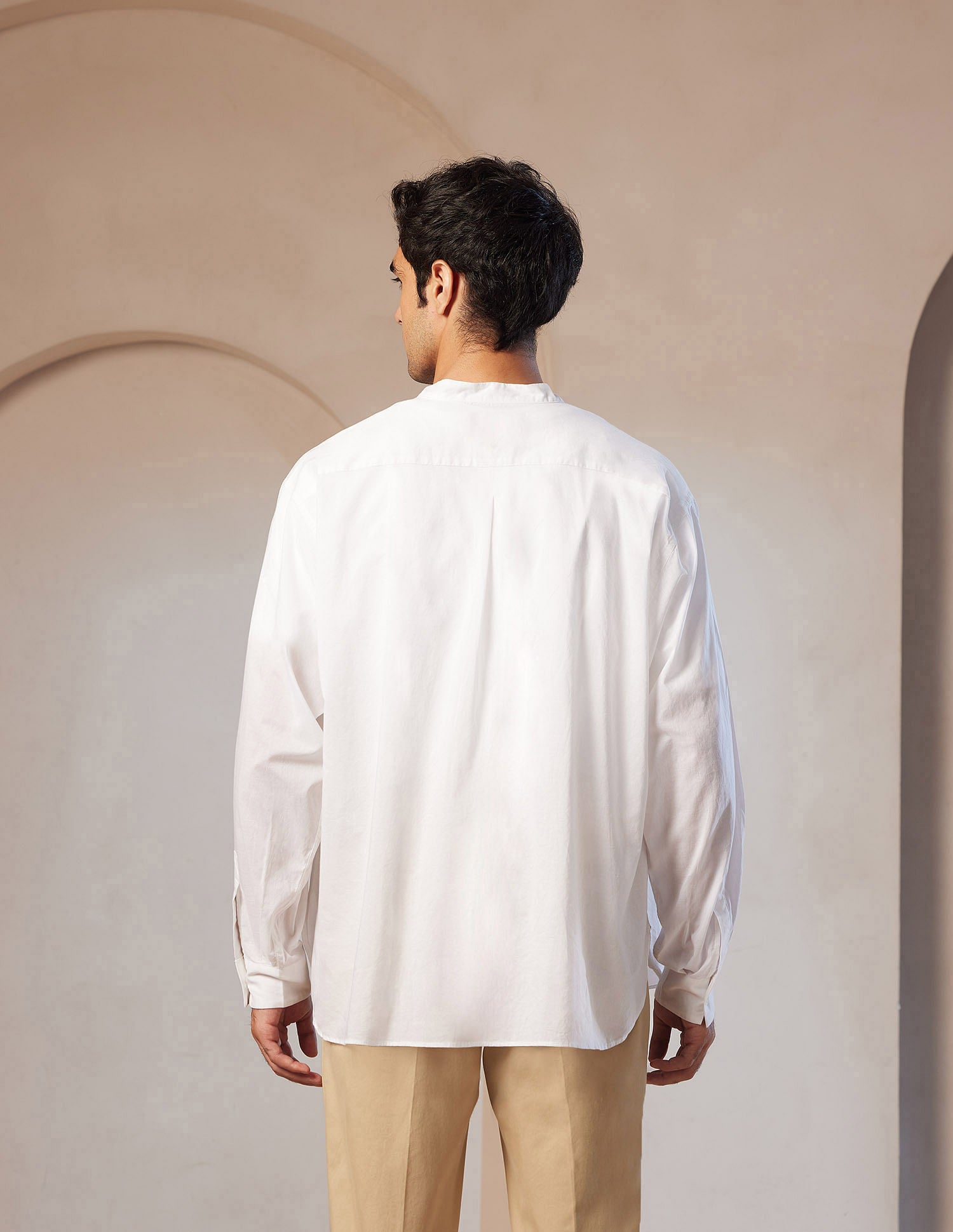 Pacho X Tailored Fit Mandarin Collar Shirt White - U.S. POLO ASSN. | Large