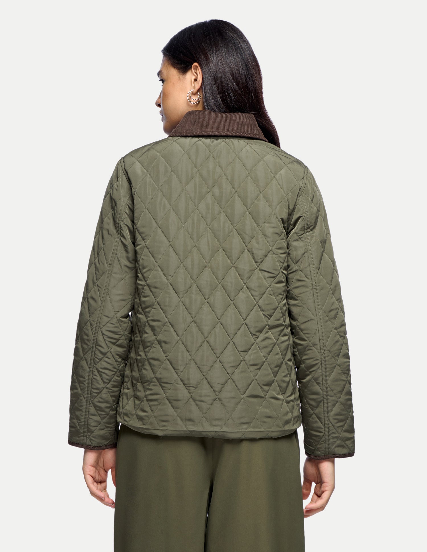 Contrast Corduroy Puffer Jacket Olive - U.S. Polo Assn. India | Large