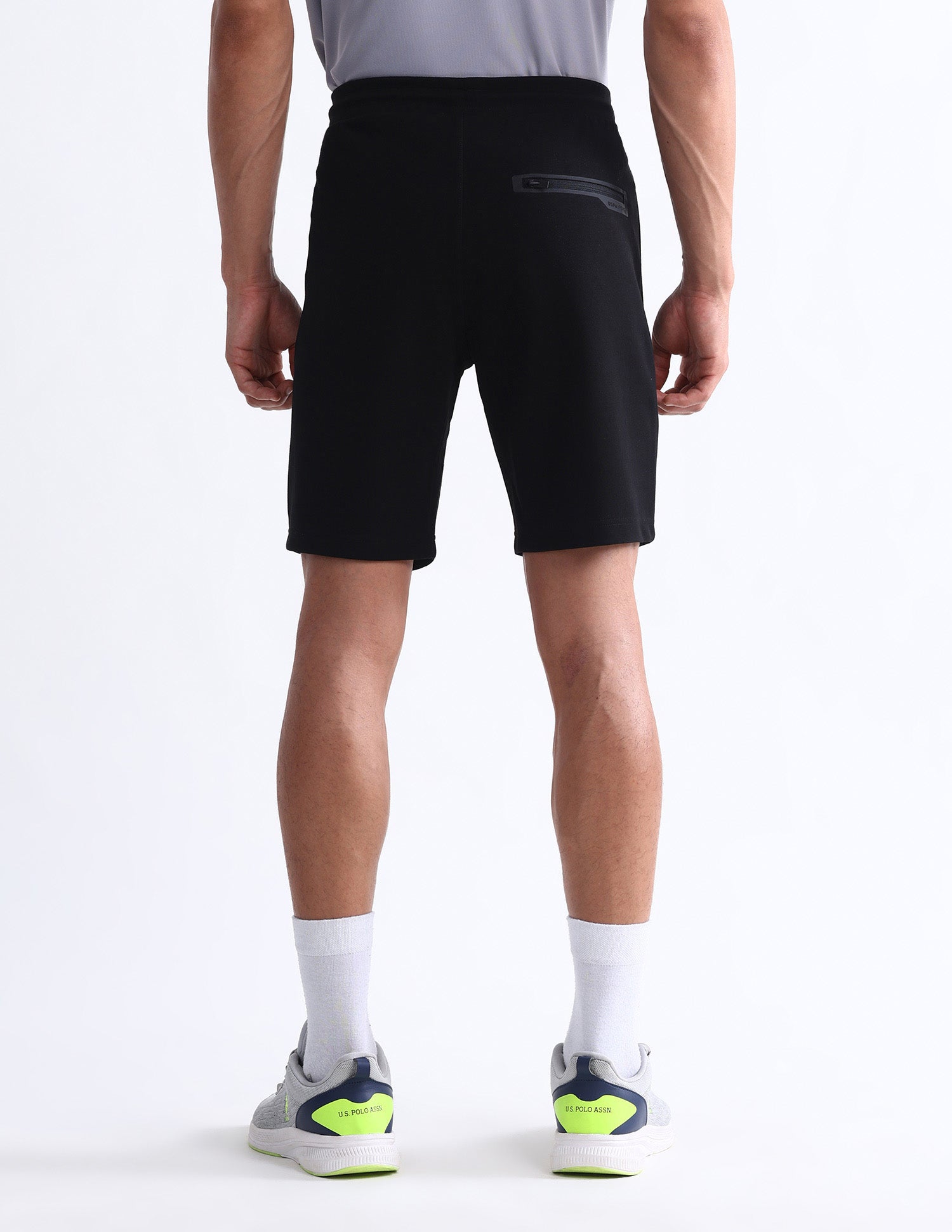 Slim Fit Solid Active Shorts Black - U.S. Polo Assn. India | Large