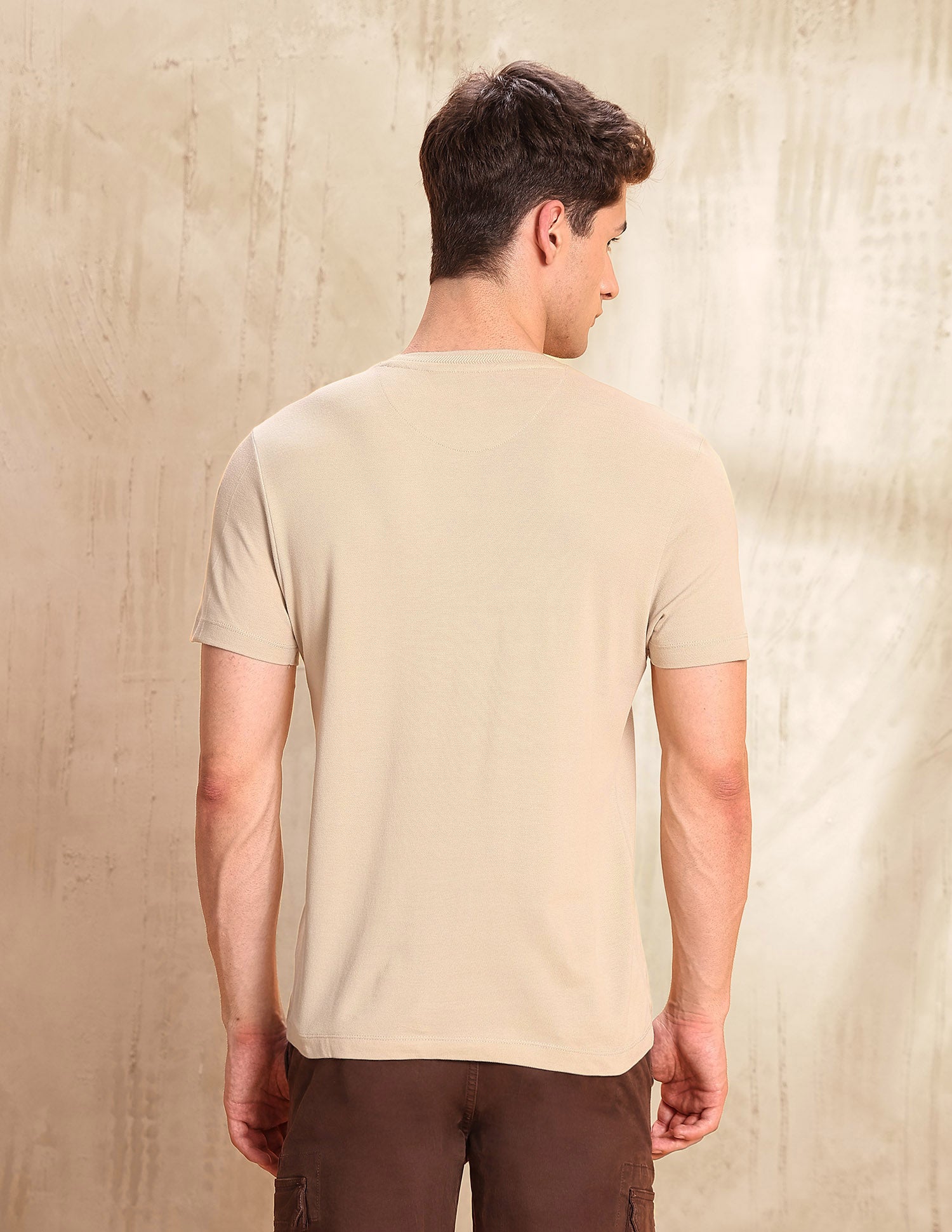 Brand Embossed Slim Fit T-Shirt Beige - U.S. POLO ASSN. | Large