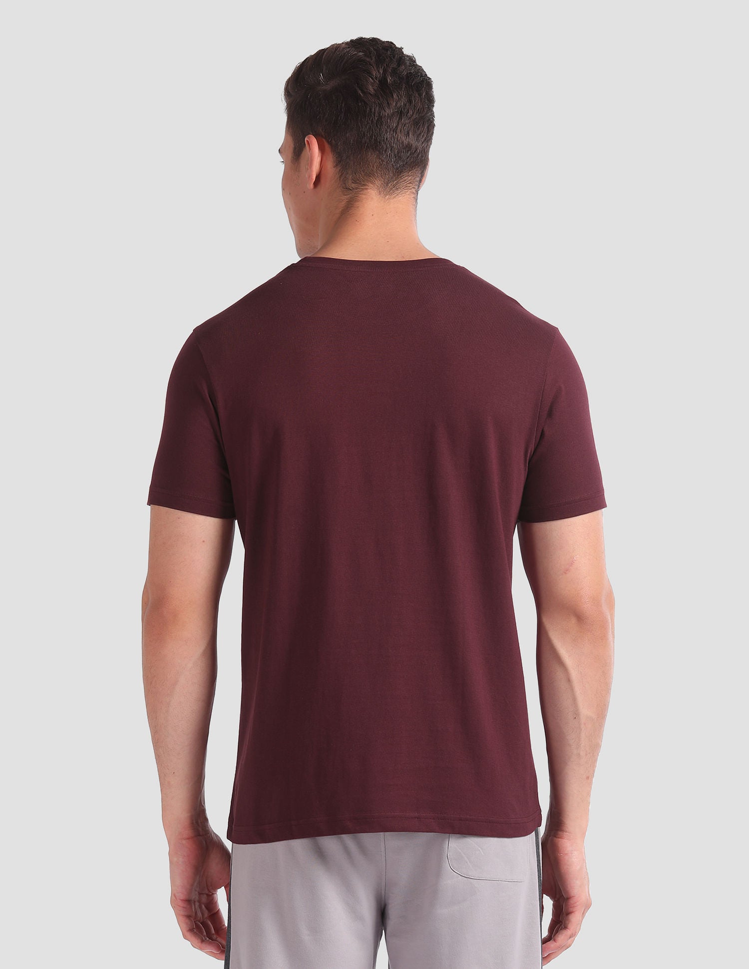 Brand Print Cotton IYAZ Lounge T-Shirt - Pack Of 2 Maroon and Navy - U.S. POLO ASSN. | Large