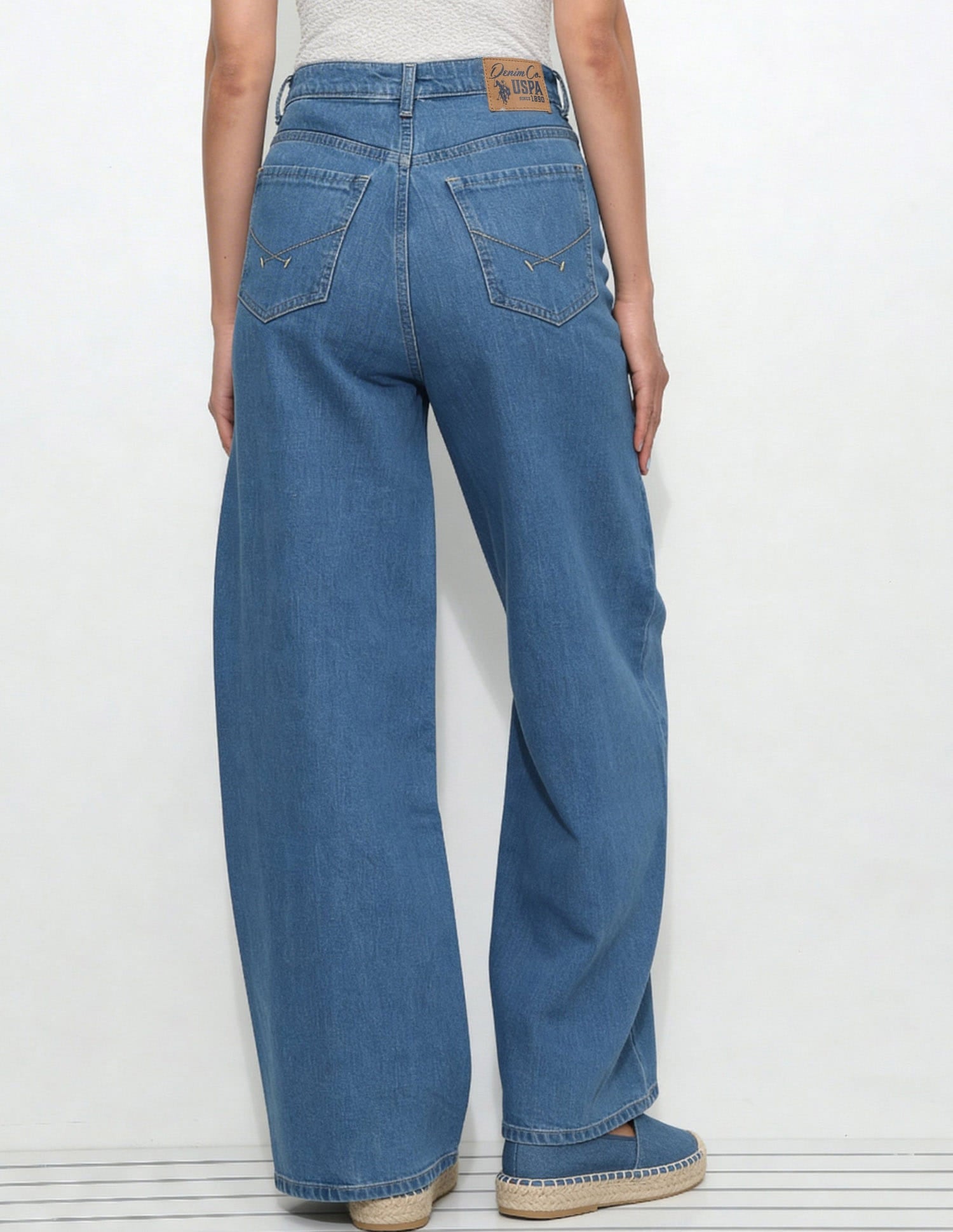 High Rise Baggy Fit Jeans Blue - U.S. Polo Assn. India | Large
