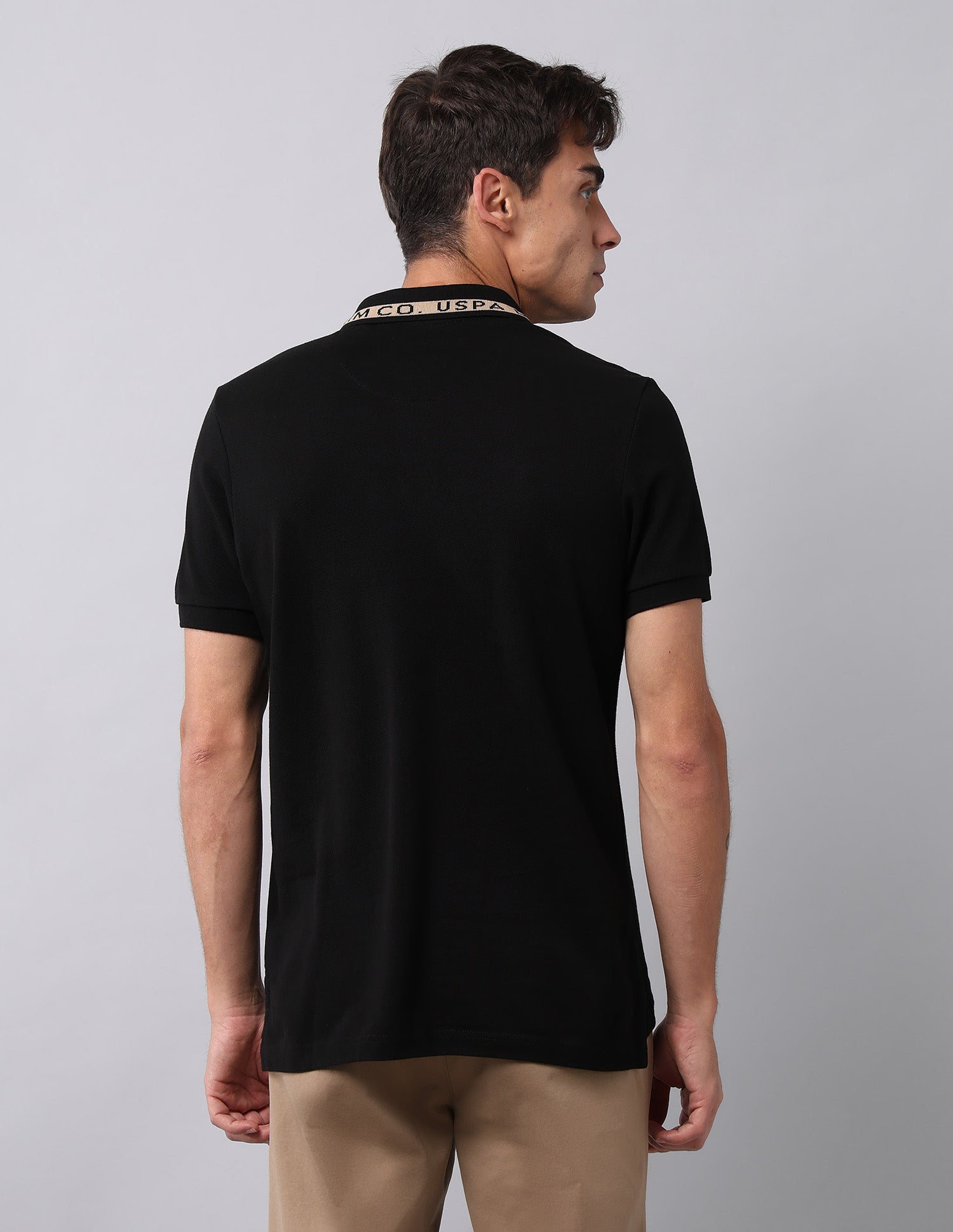 Muscle Fit Pure Cotton Polo Shirt Black - U.S. Polo Assn. India | Large